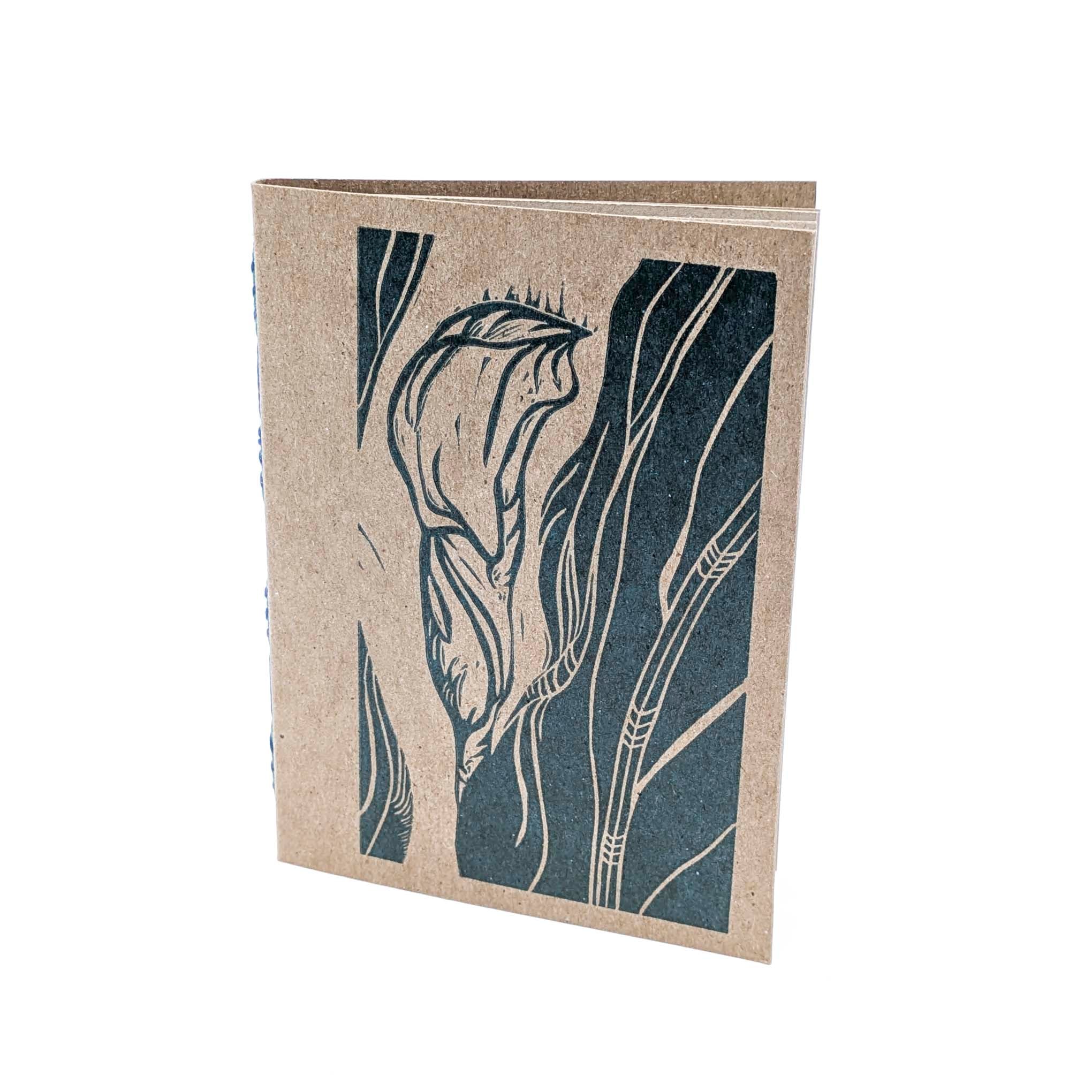 Thin Paper Journal- Teal Calla Lily on Natural
