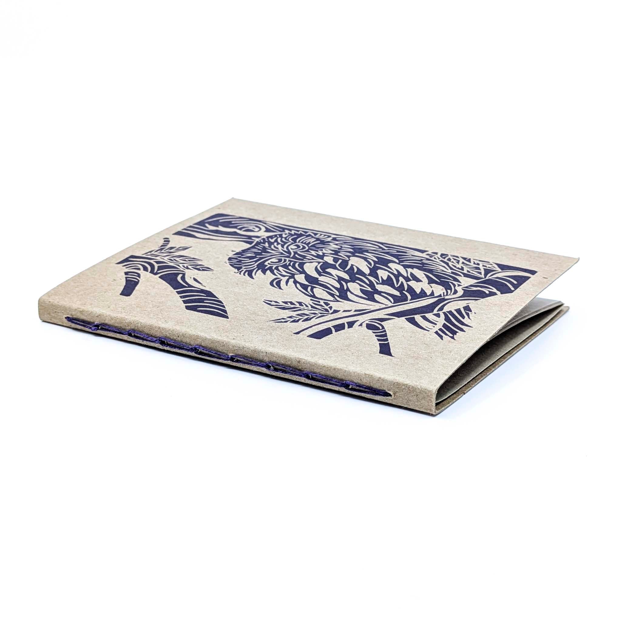 Thin Paper Journal- Dark Purple Owl on Natural