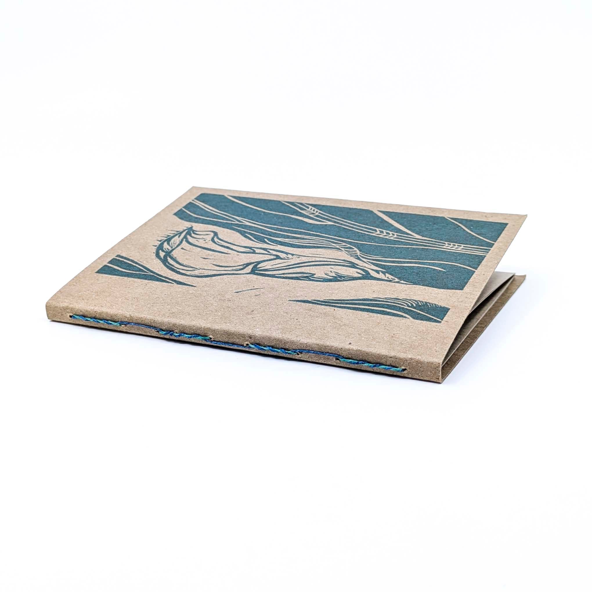 Thin Paper Journal- Teal Calla Lily on Natural