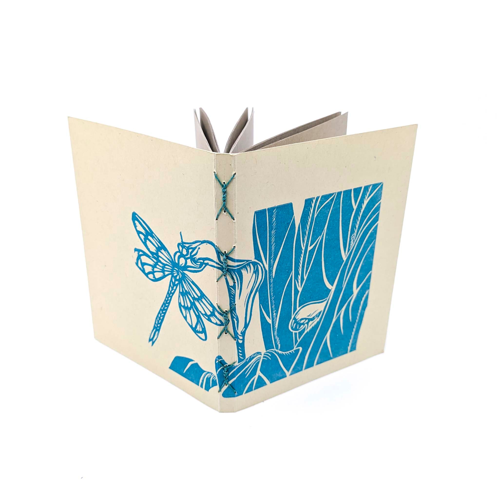 Thick Paper Journal- Cerulean Dragonfly on Cream