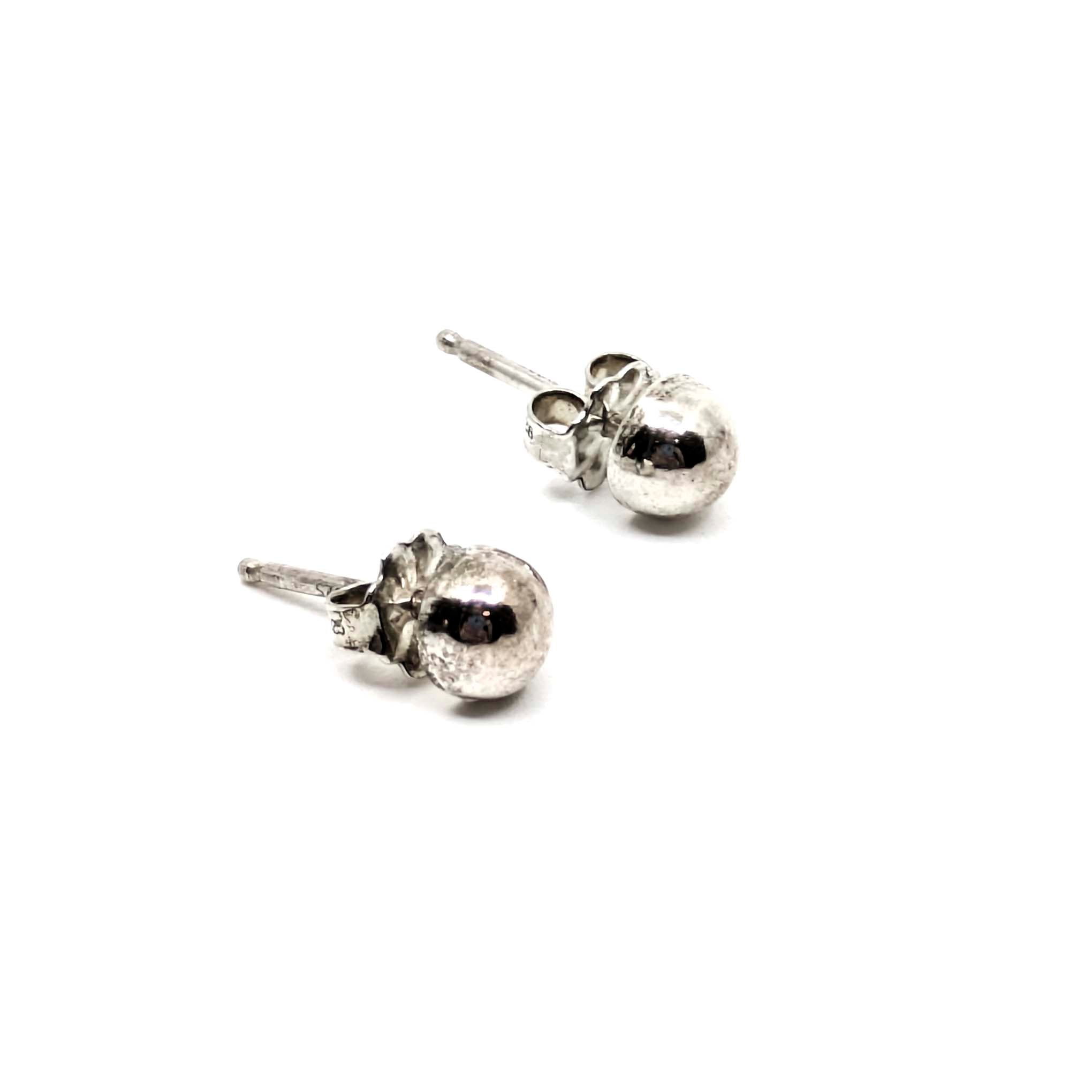 Button Earrings-Small/White