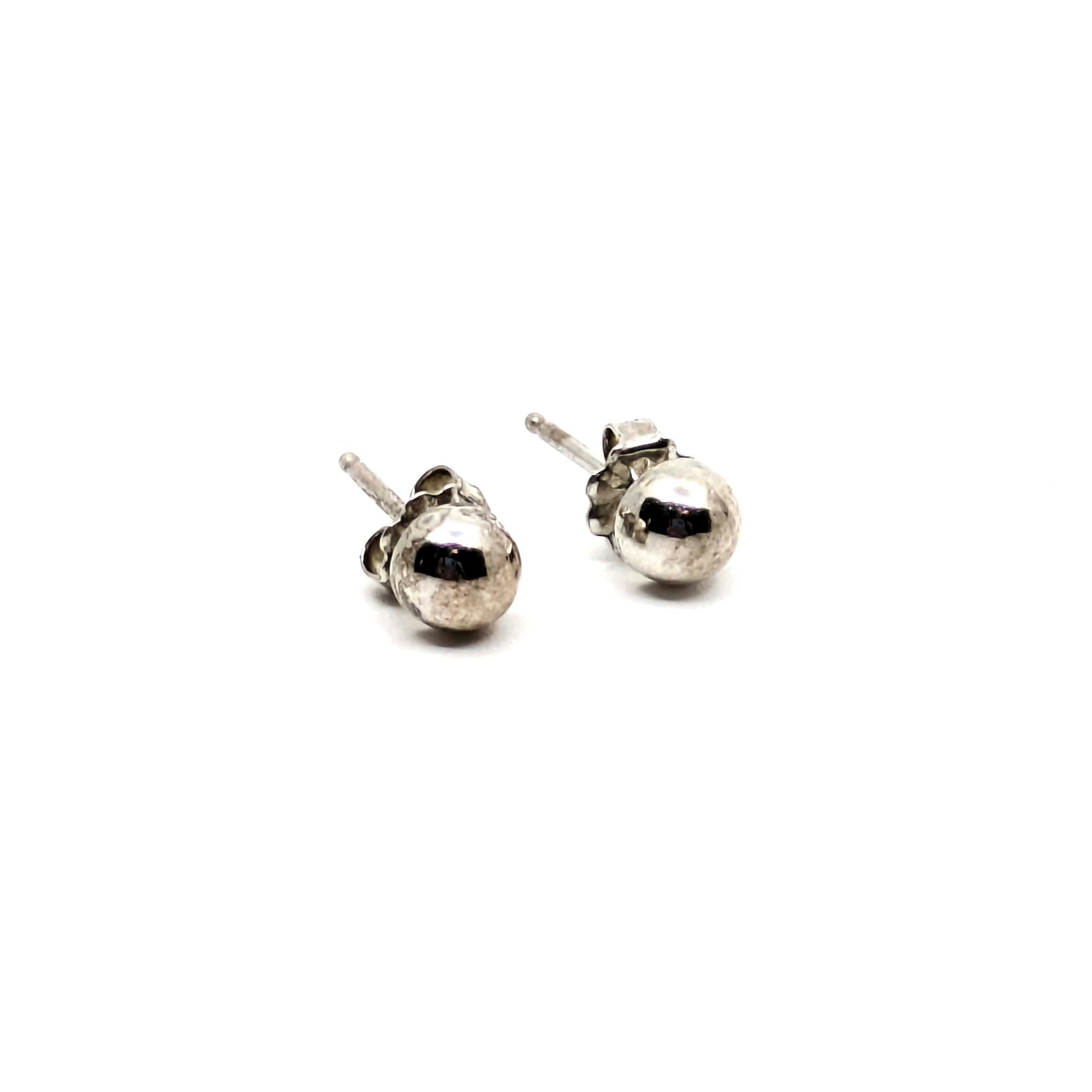 Button Earrings-Small/White
