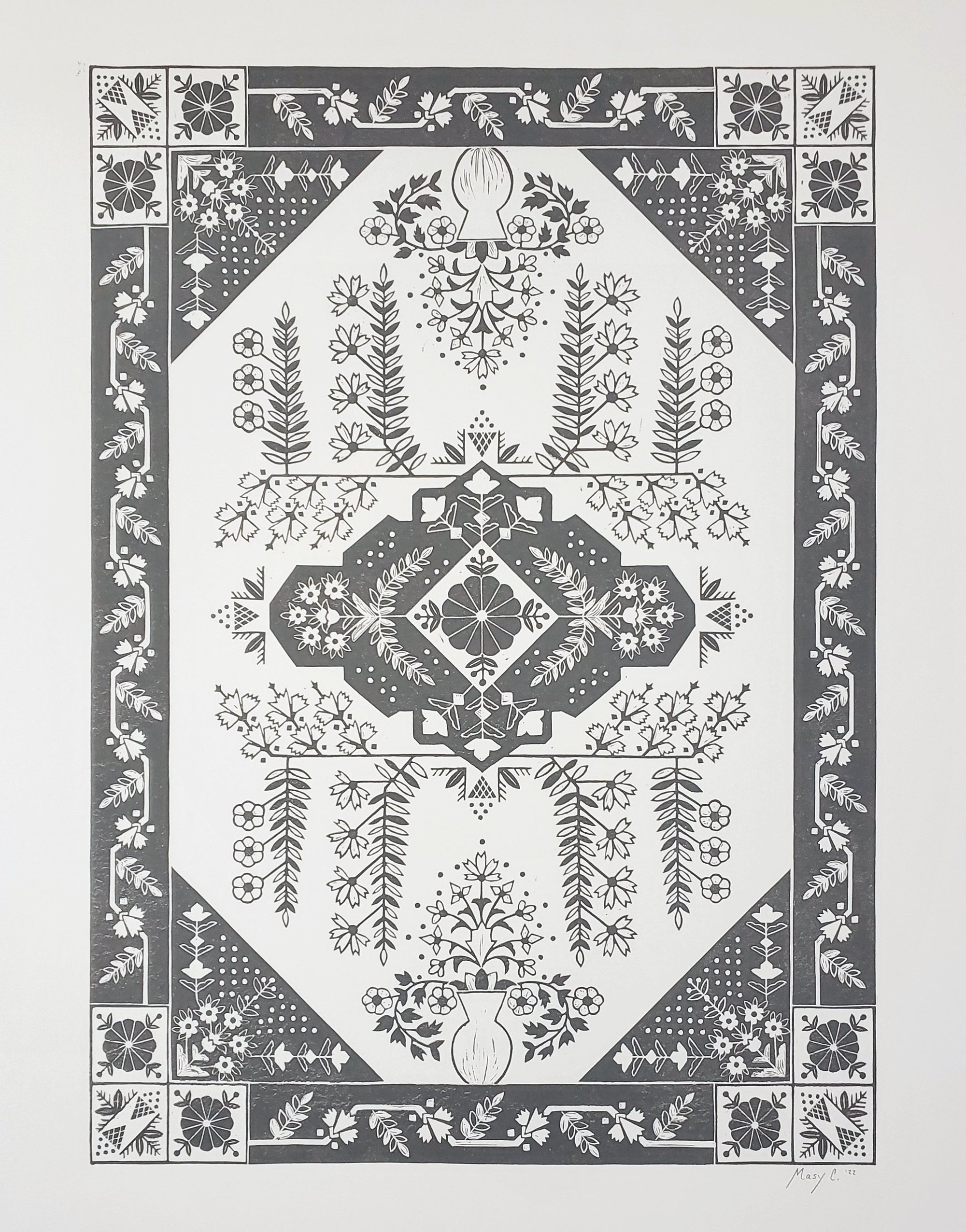 Thriving Vines- Original Block Print