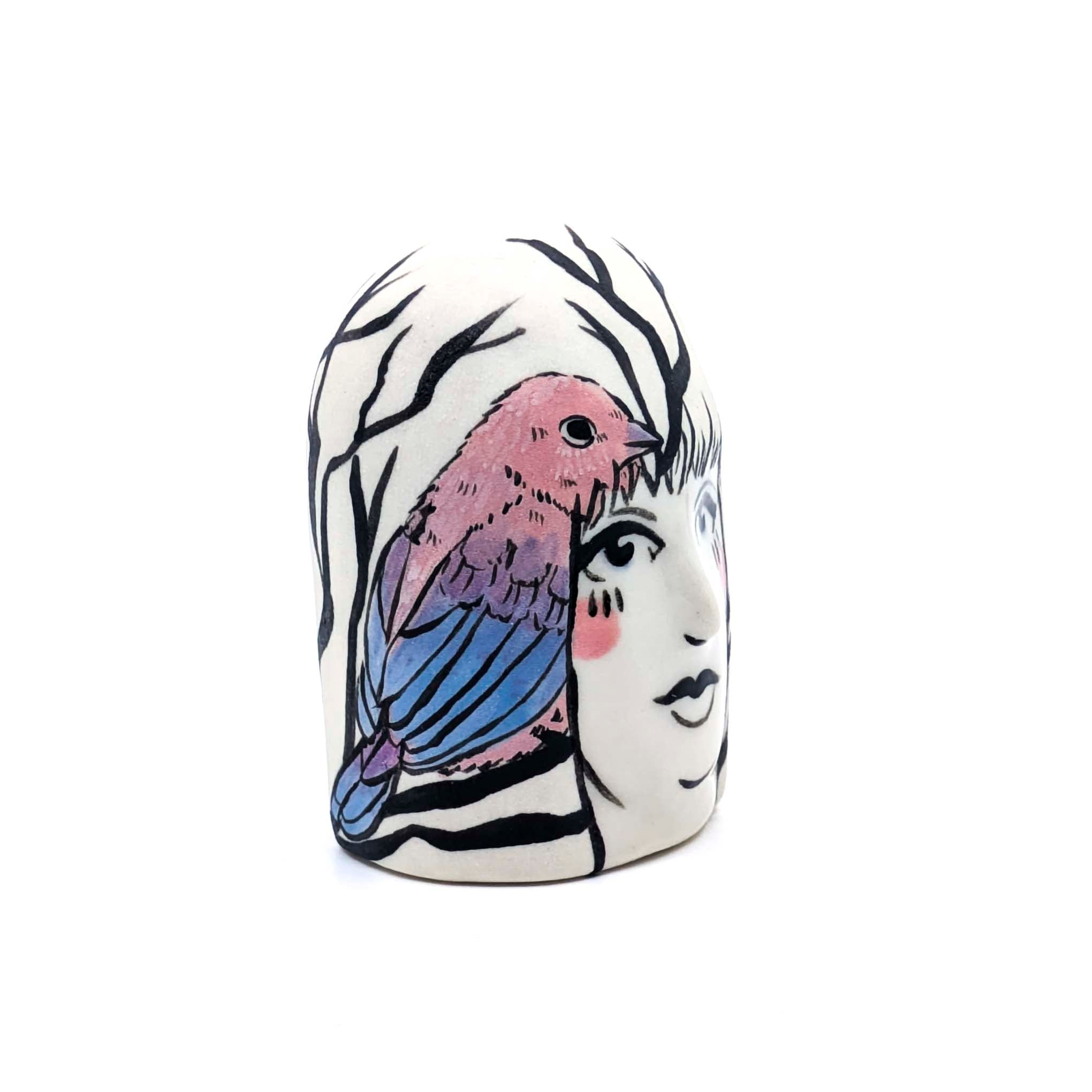 Lady Head with Bird and Branches
