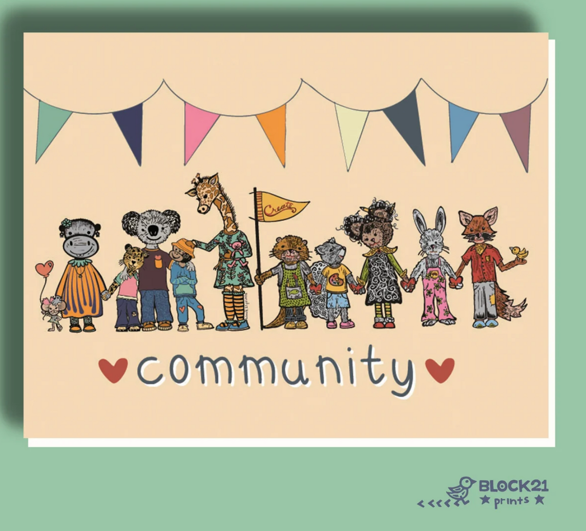 Community Animals Greeting Card