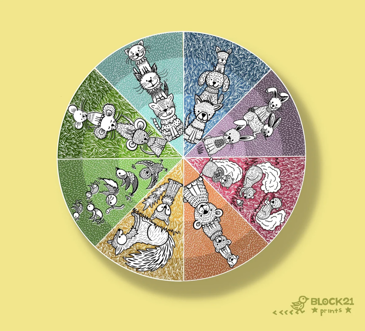 Color Wheel Animal Sticker