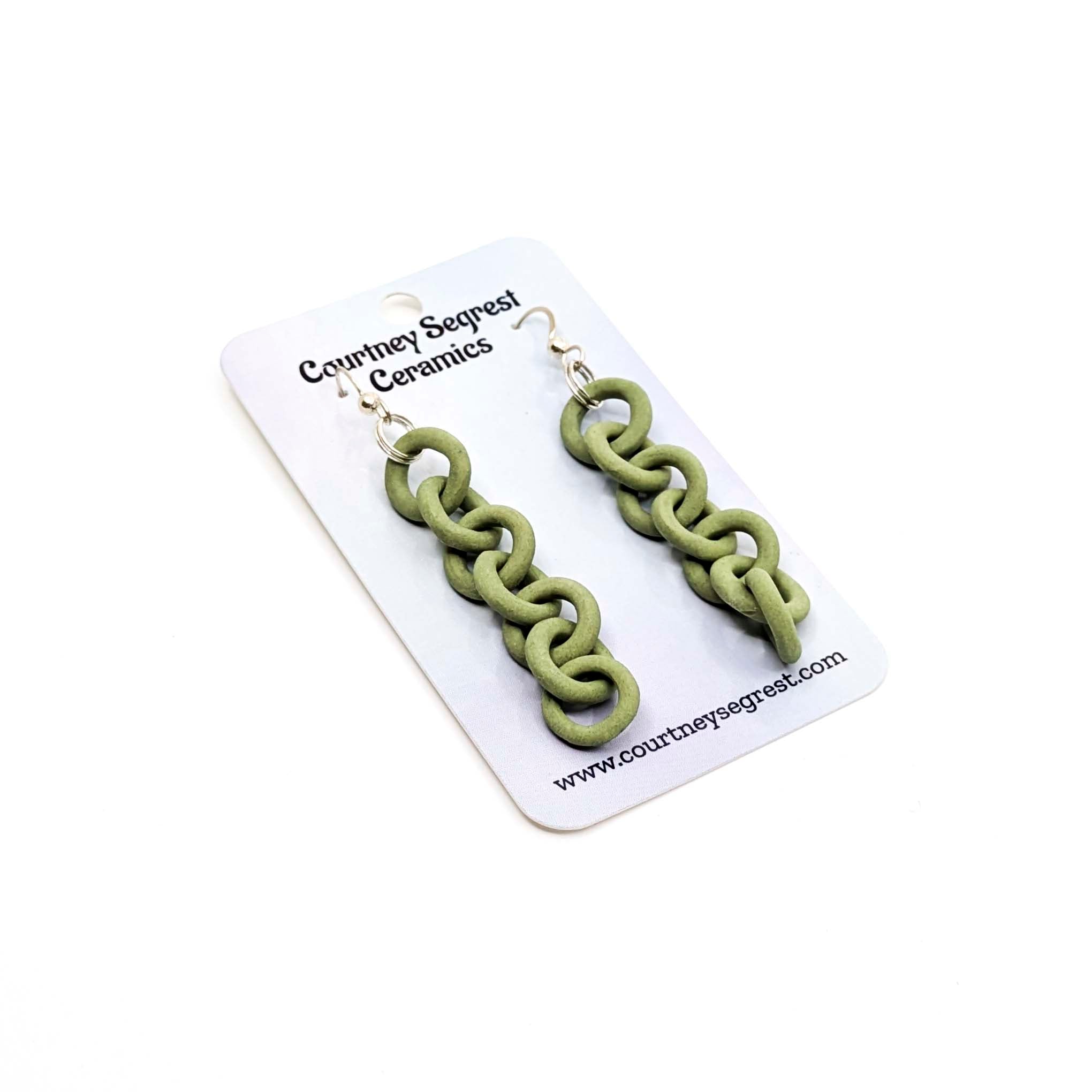 Green Chain Earrings