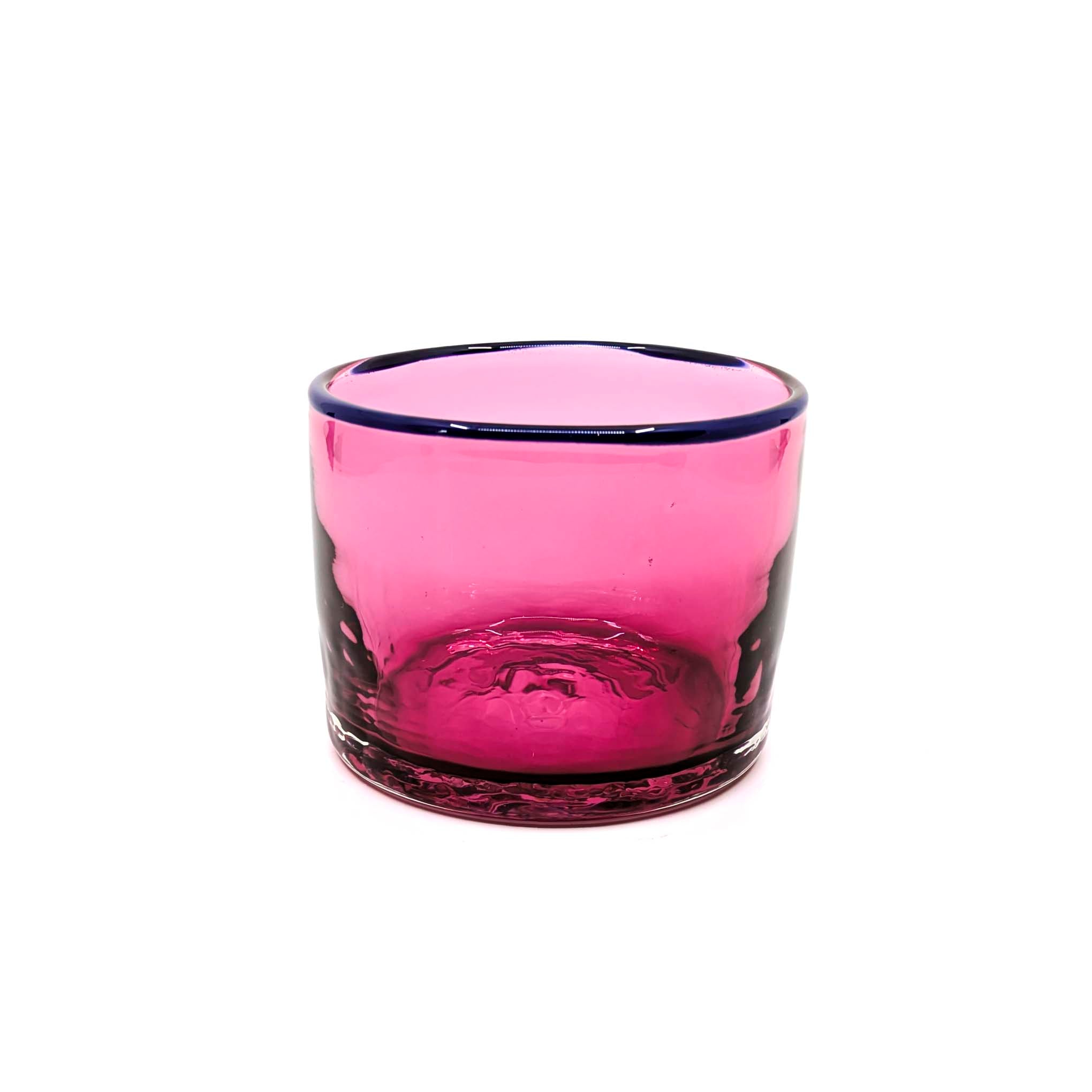 Nut Bowls: Cranberry Pink with Blue Rim