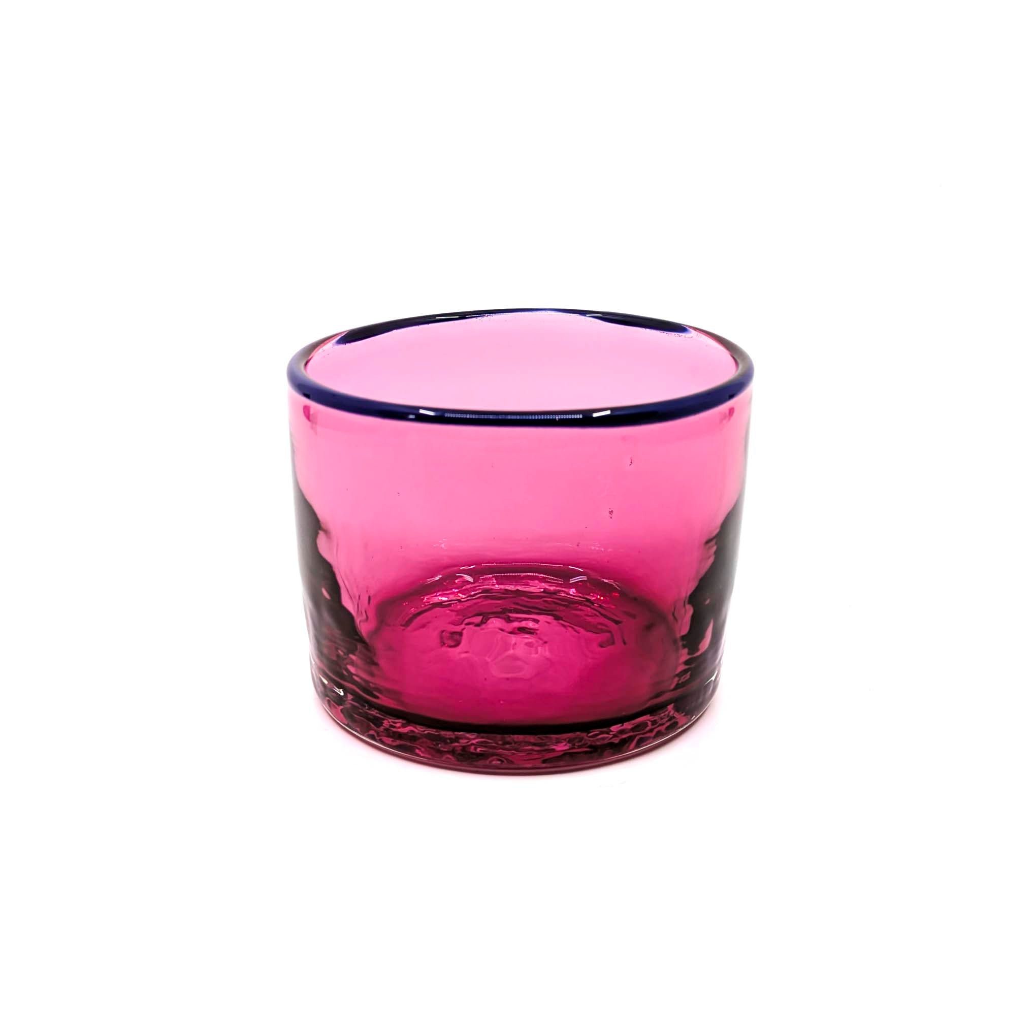 Nut Bowls: Cranberry Pink with Blue Rim
