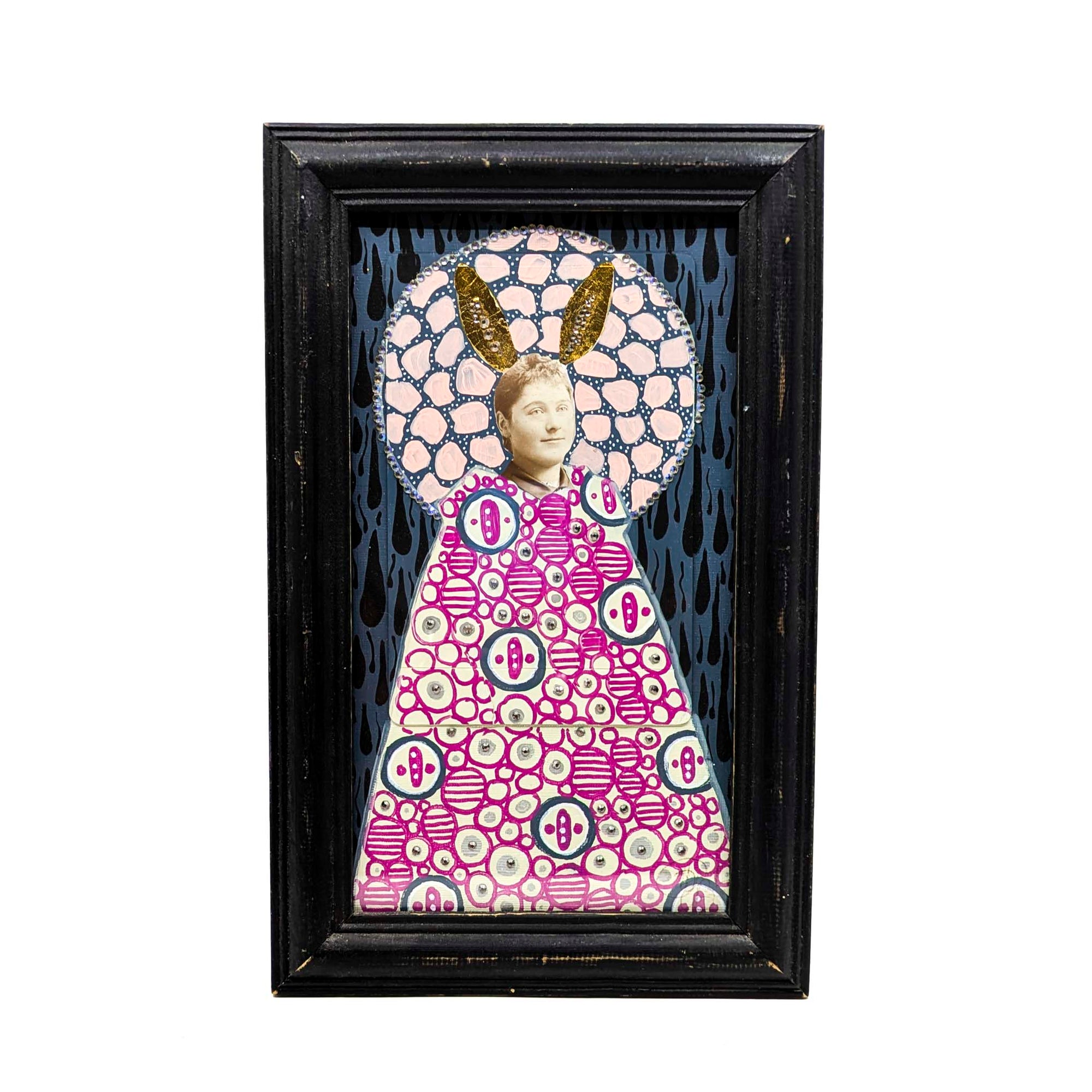 Bedazzled Bunny Ears- Mixed Media Wall Art