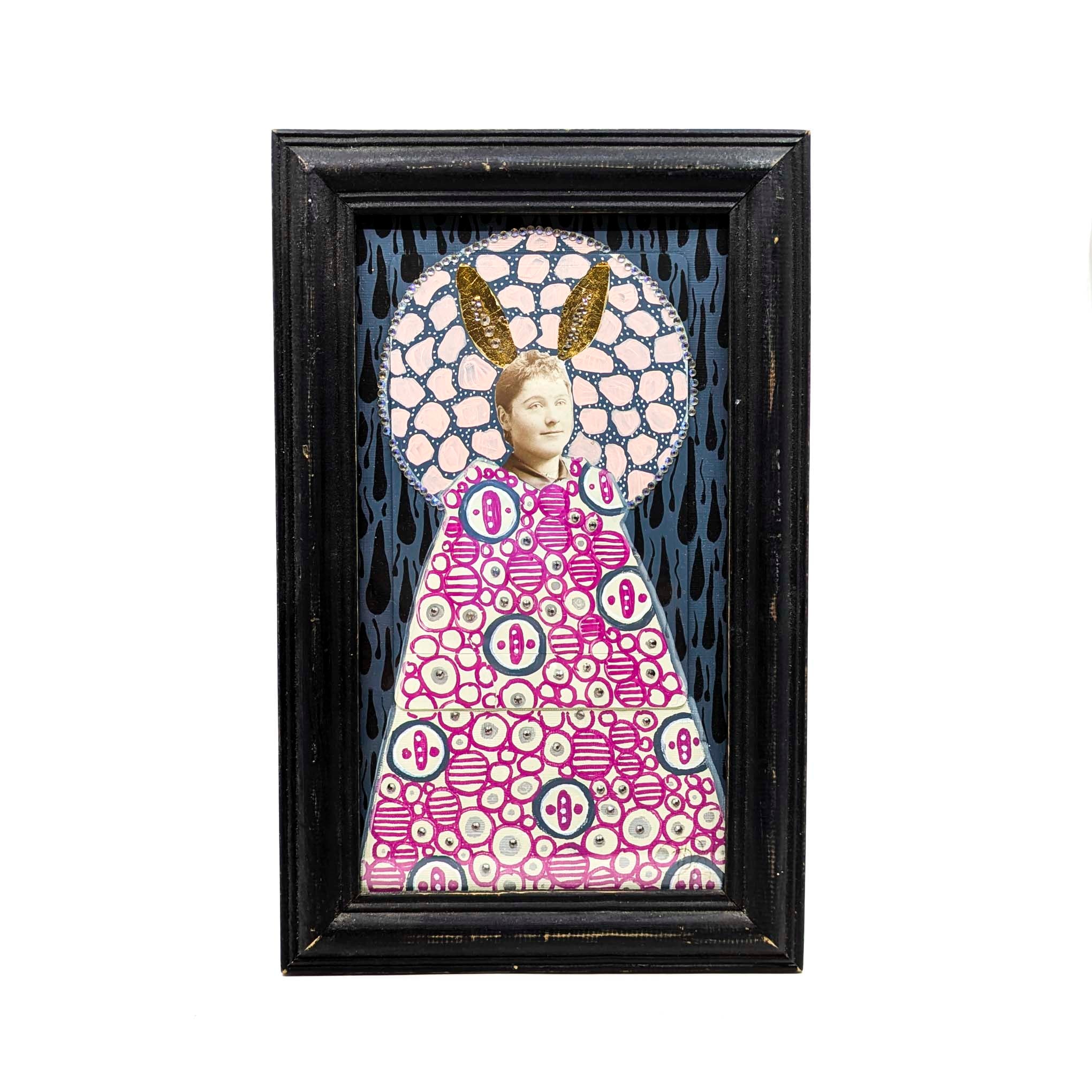 Bedazzled Bunny Ears- Mixed Media Wall Art