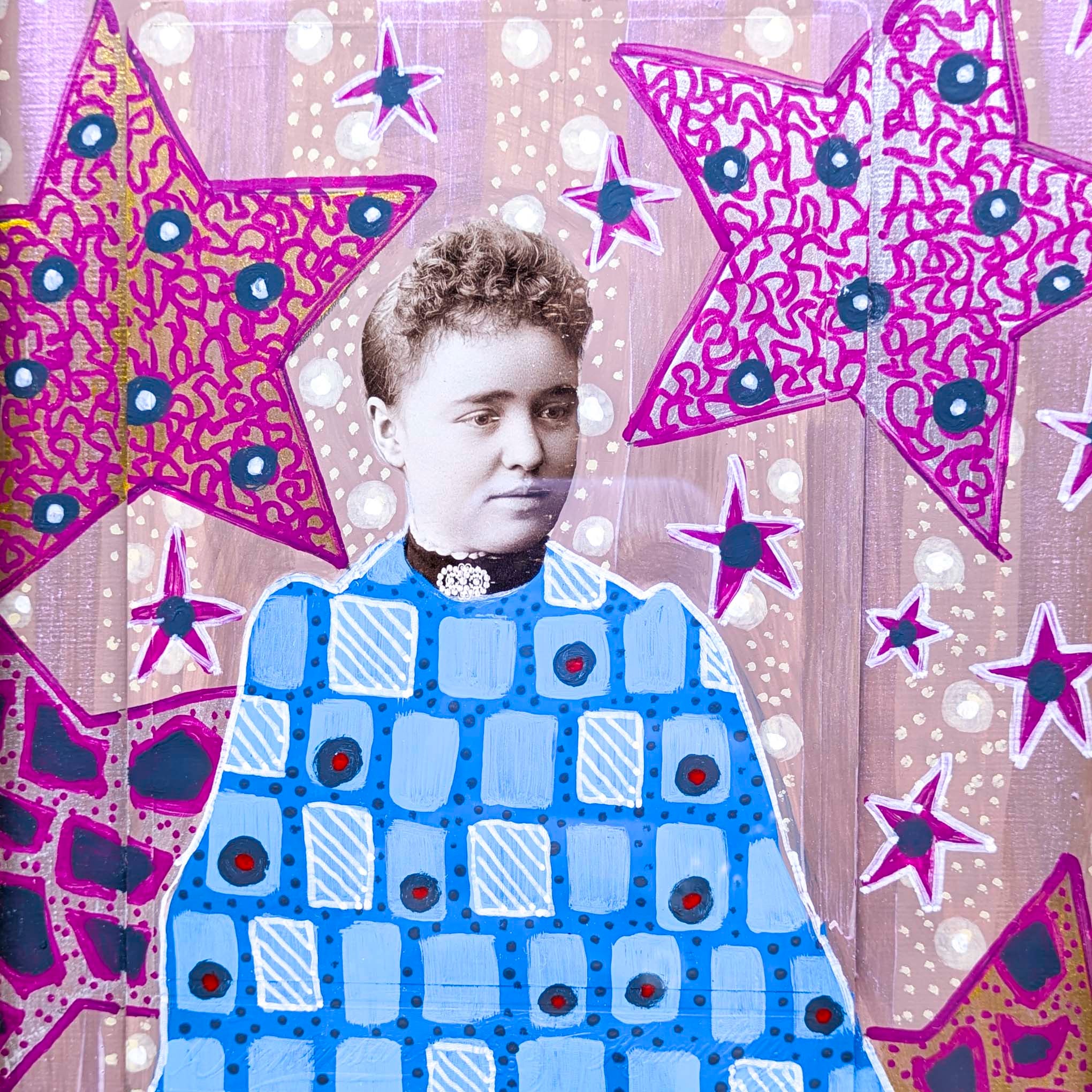 Woman in the Stars- Mixed Media Wall Art