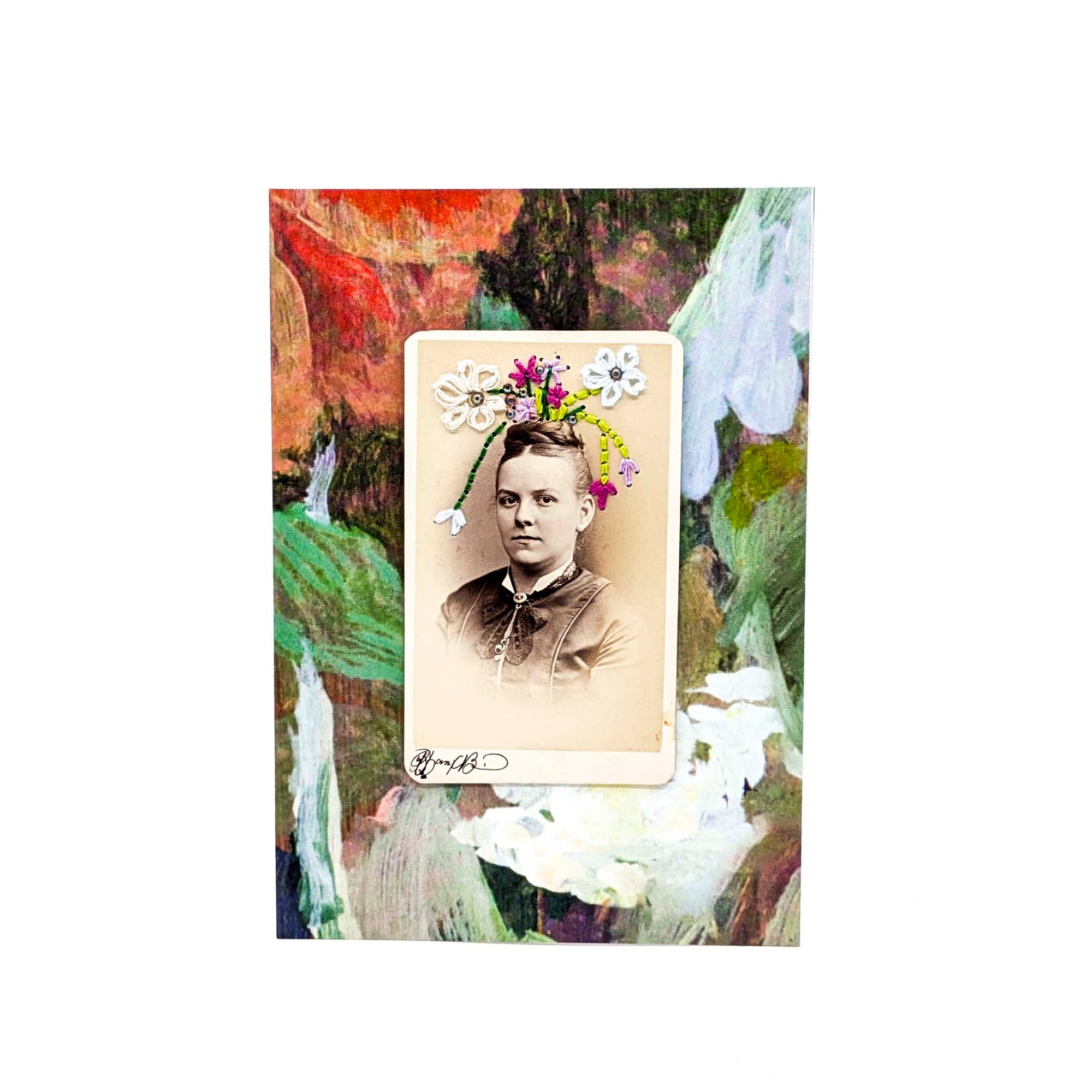 Woman with Flower Hat- Mixed Media