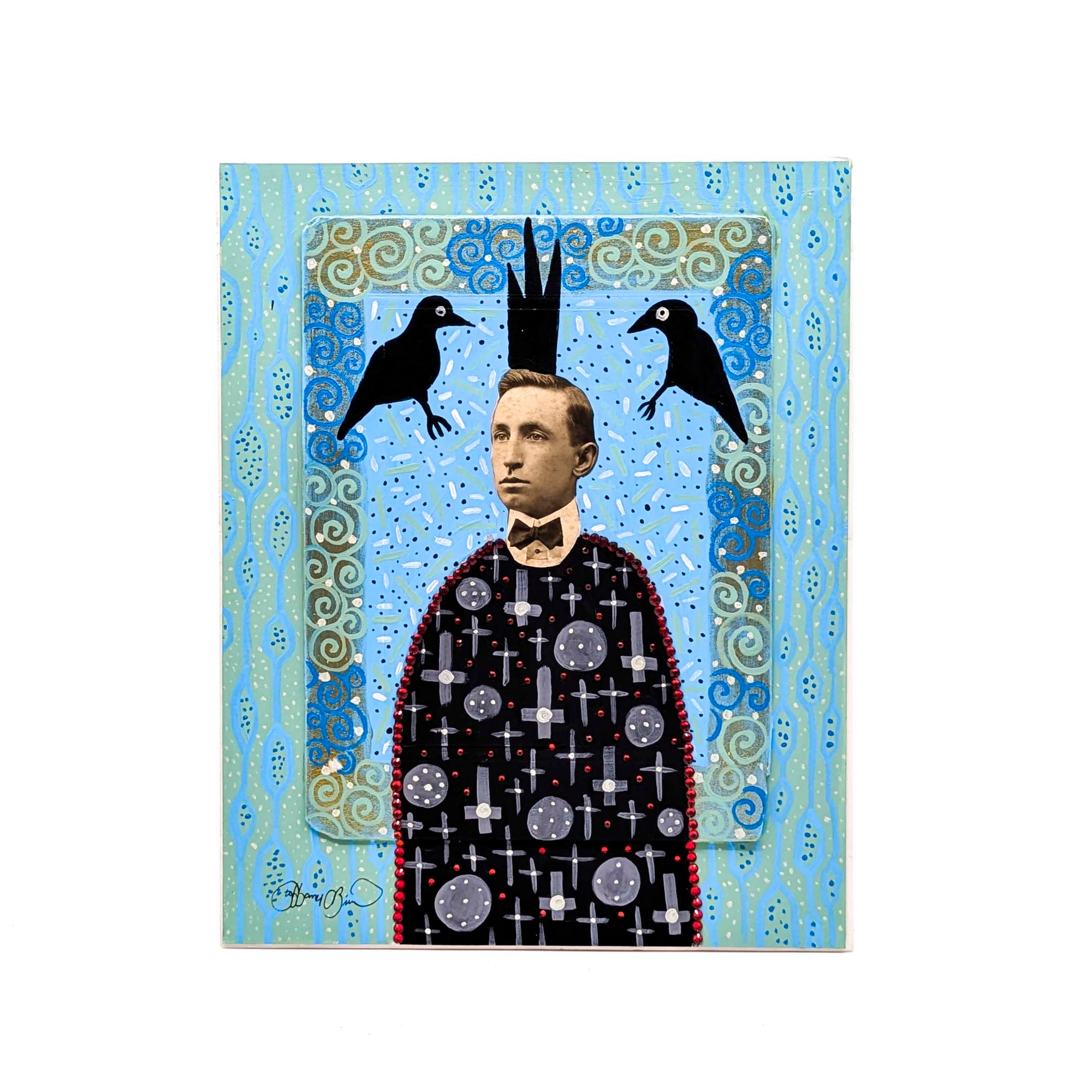 Bedazzled Man with Birds- Original Artwork