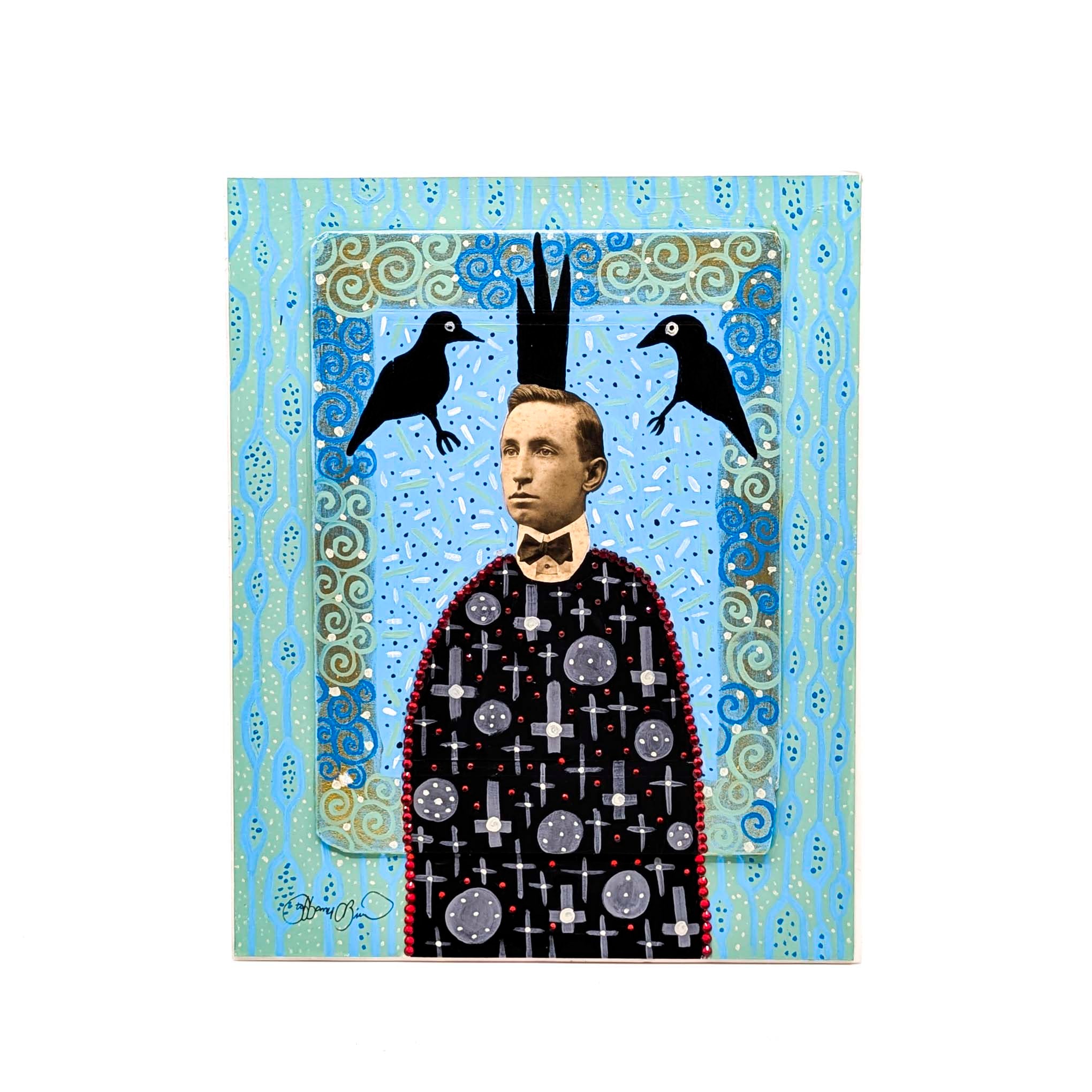 Bedazzled Man with Birds- Original Artwork