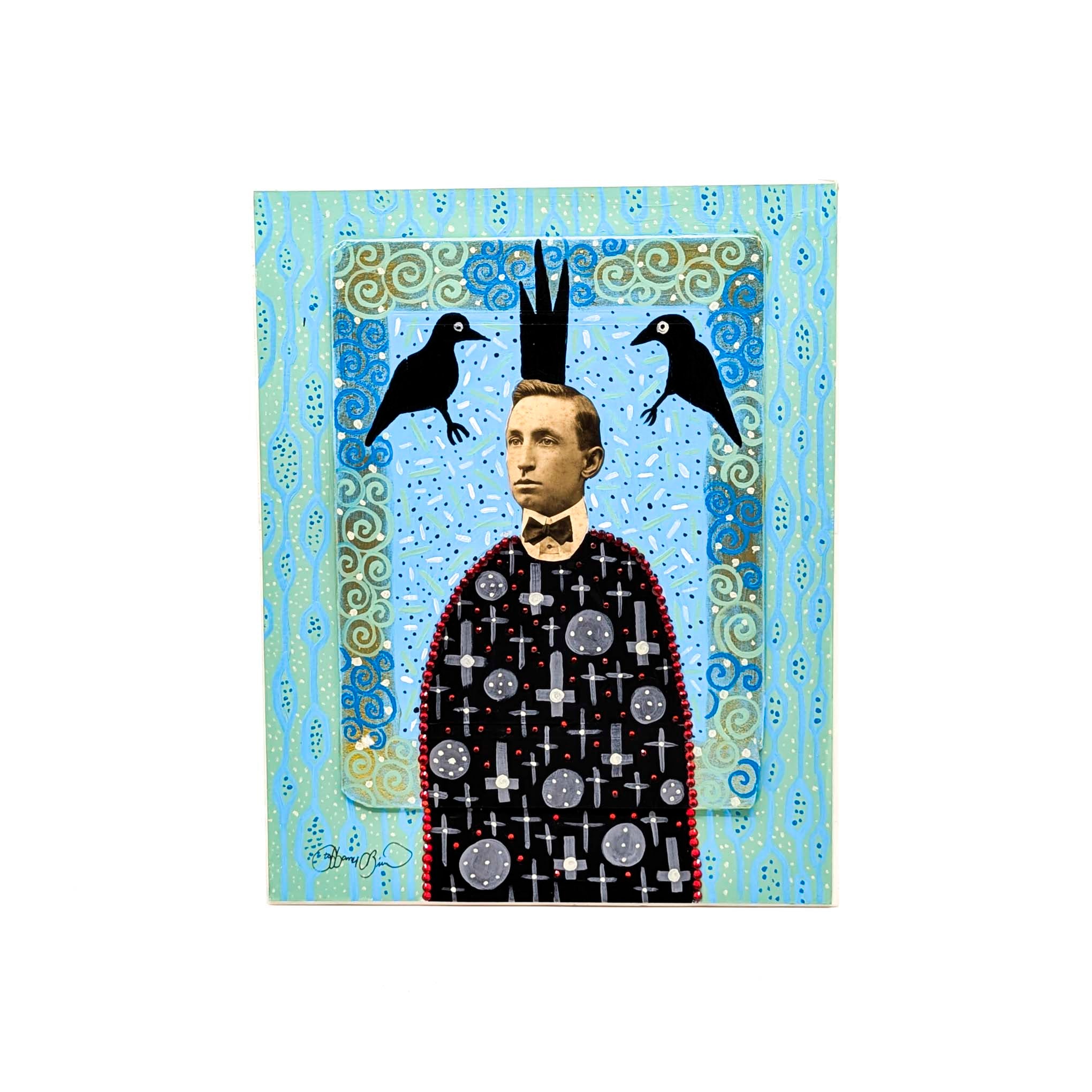 Bedazzled Man with Birds- Original Artwork