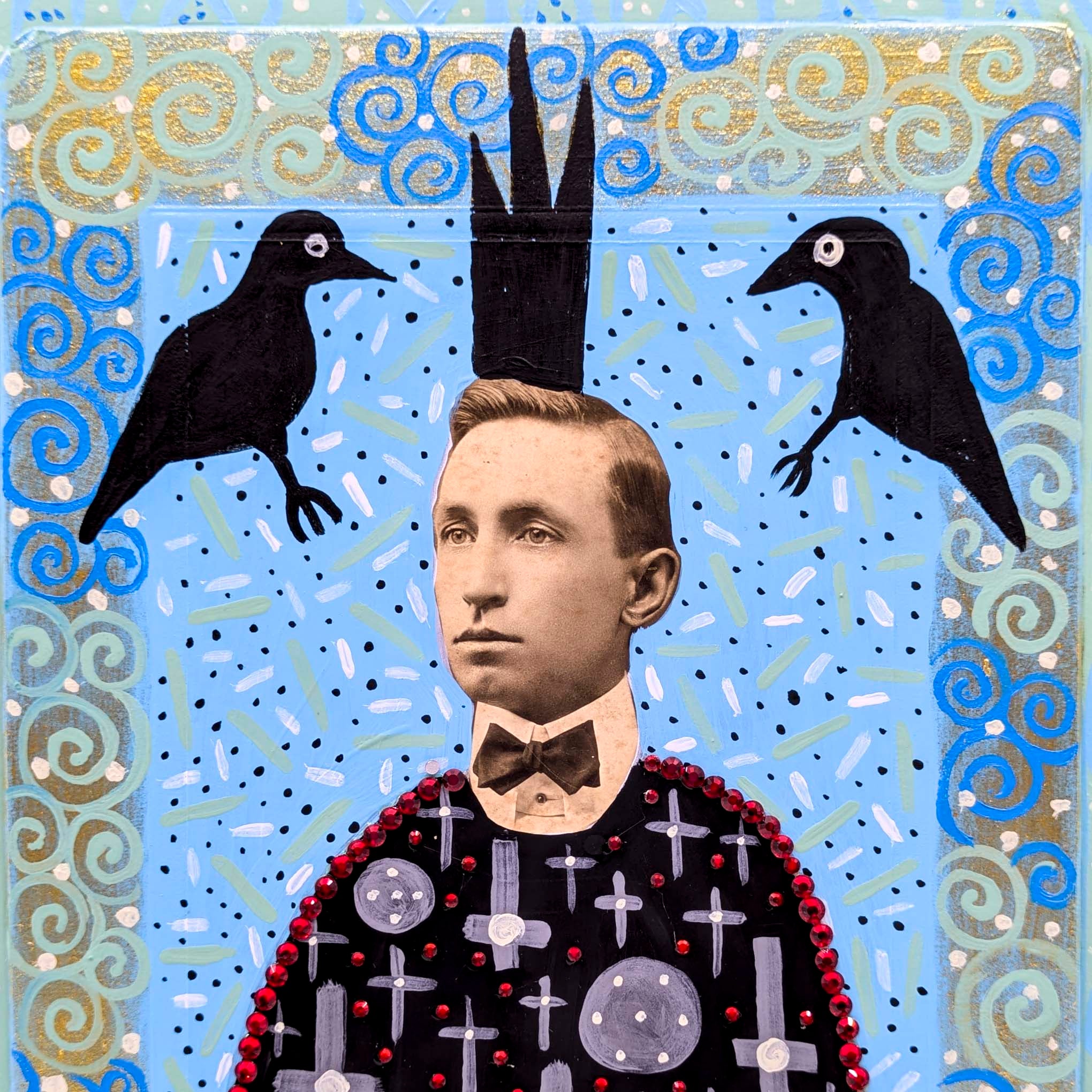 Bedazzled Man with Birds- Original Artwork