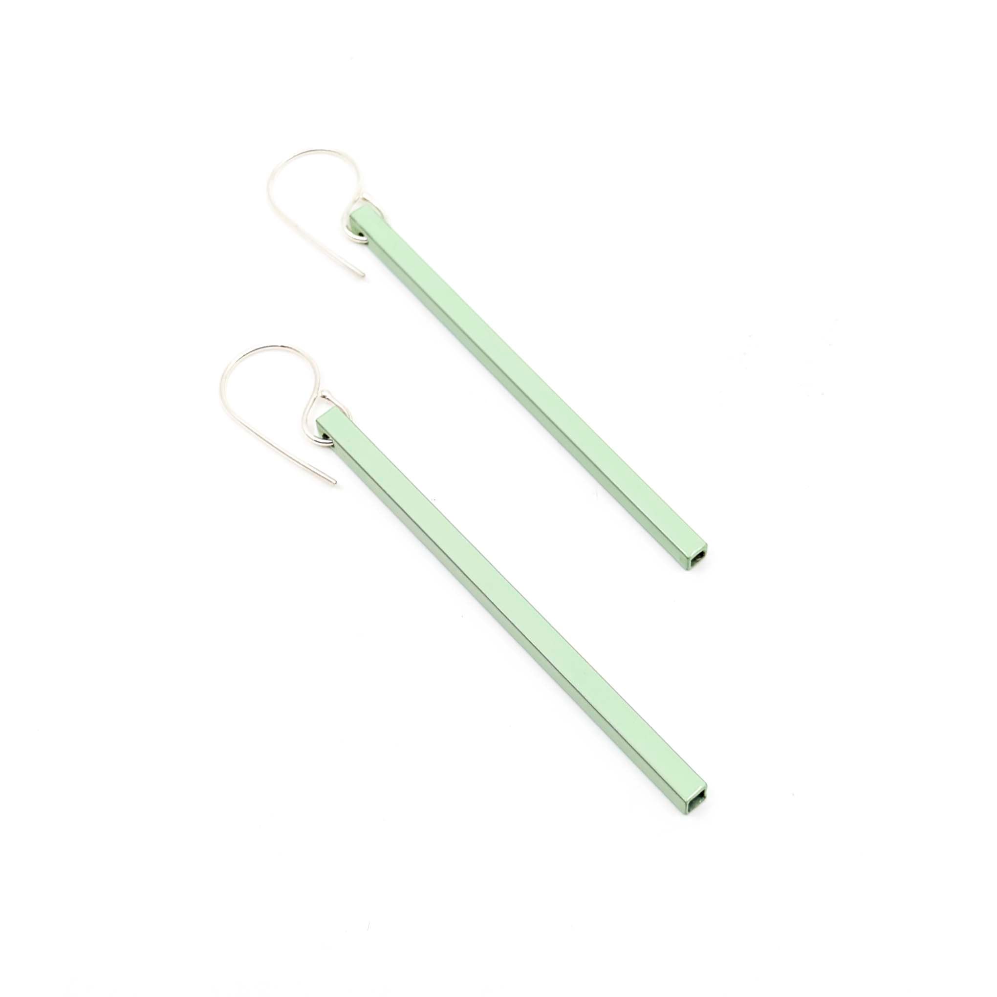 Sterling Silver Small Square Tubing Earrings in Mint