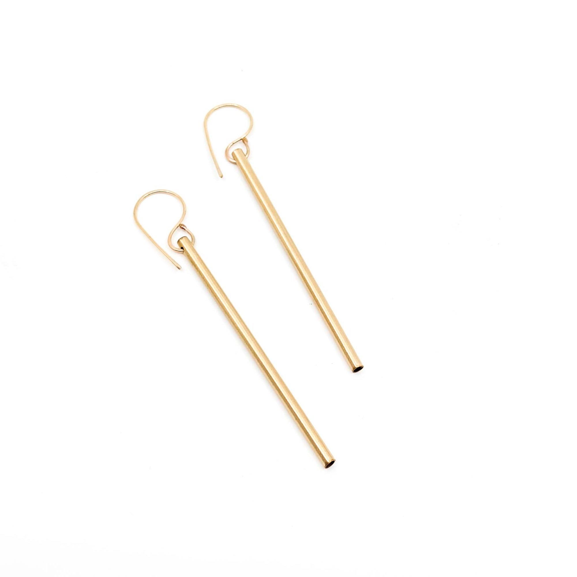 Gold Filled Round Tubing Earrings in Matte Gold
