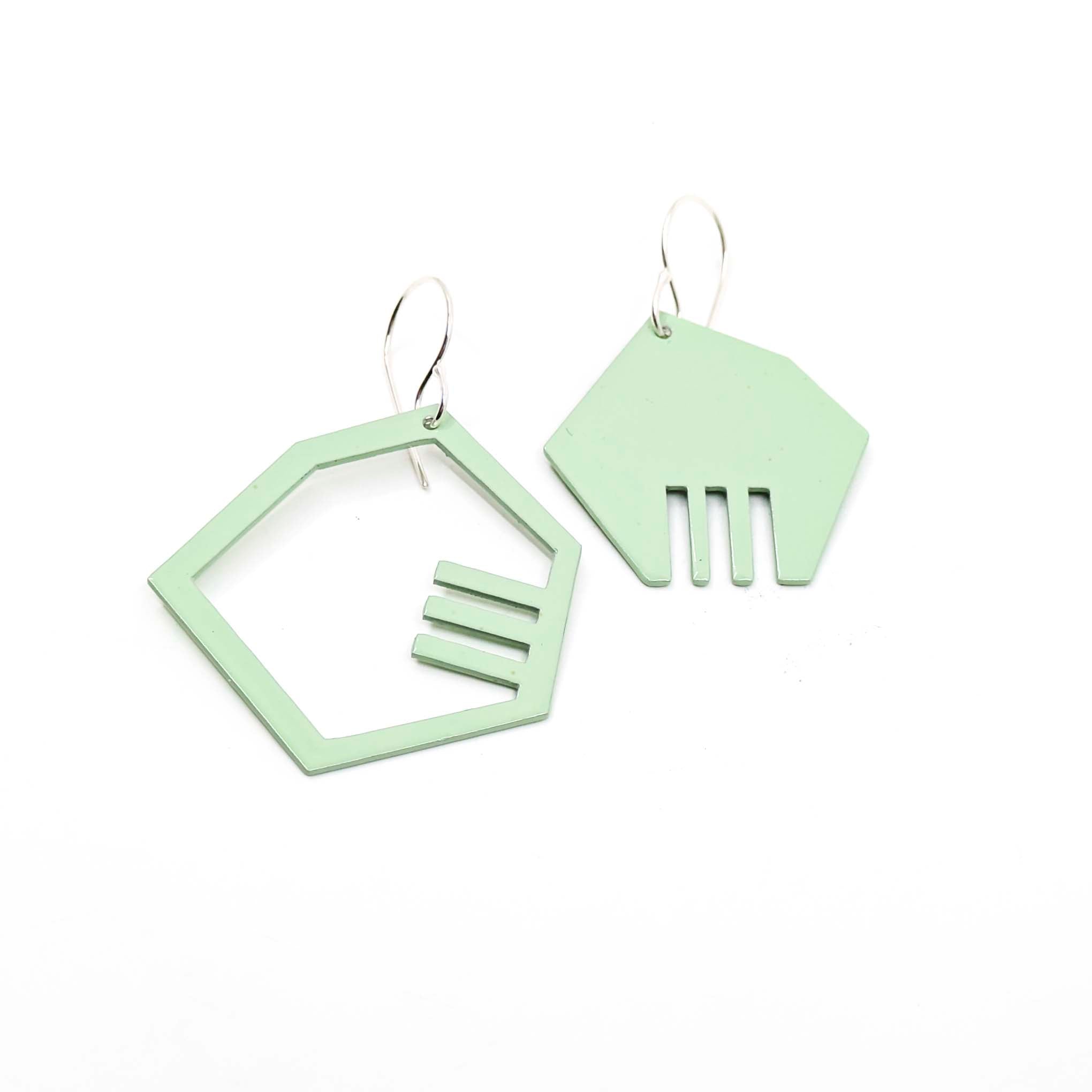 Positive/Negative Small Earrings in Mint