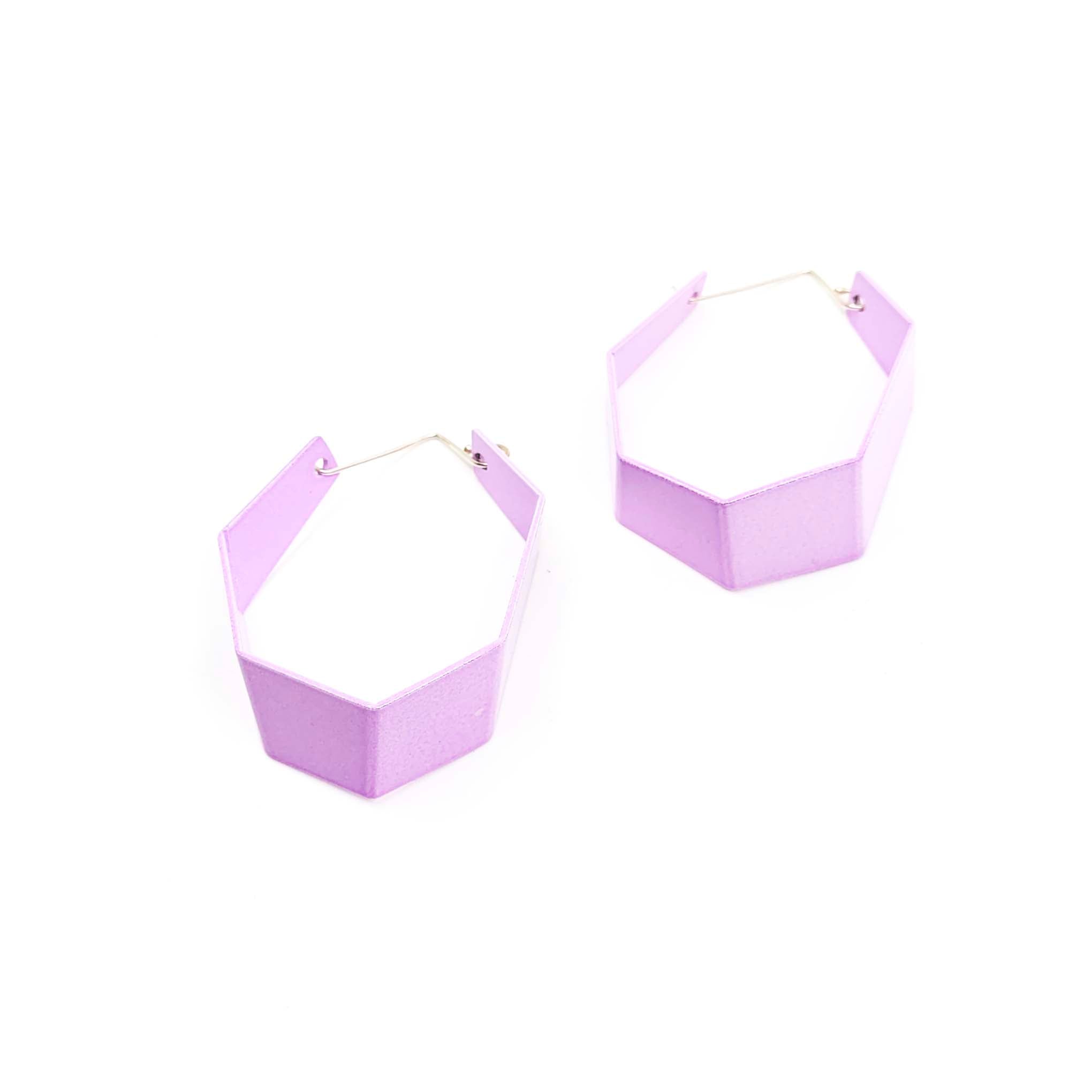 Faceted Hoop Earrings in Lavender Lilac