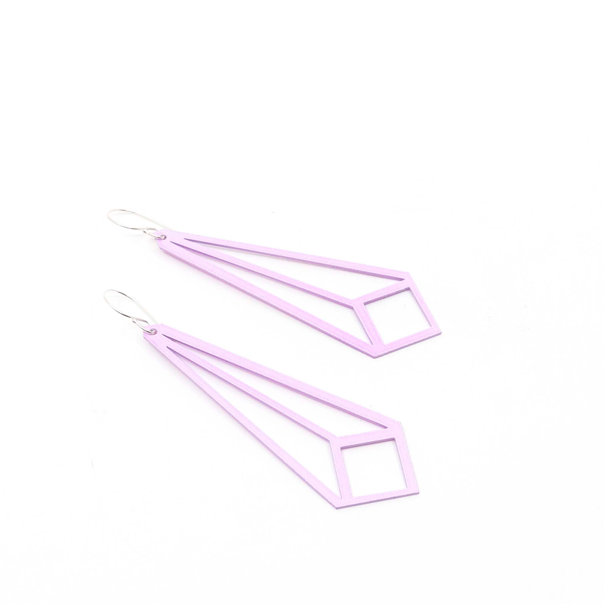Long Angled Square Earrings in Lavender Lilac