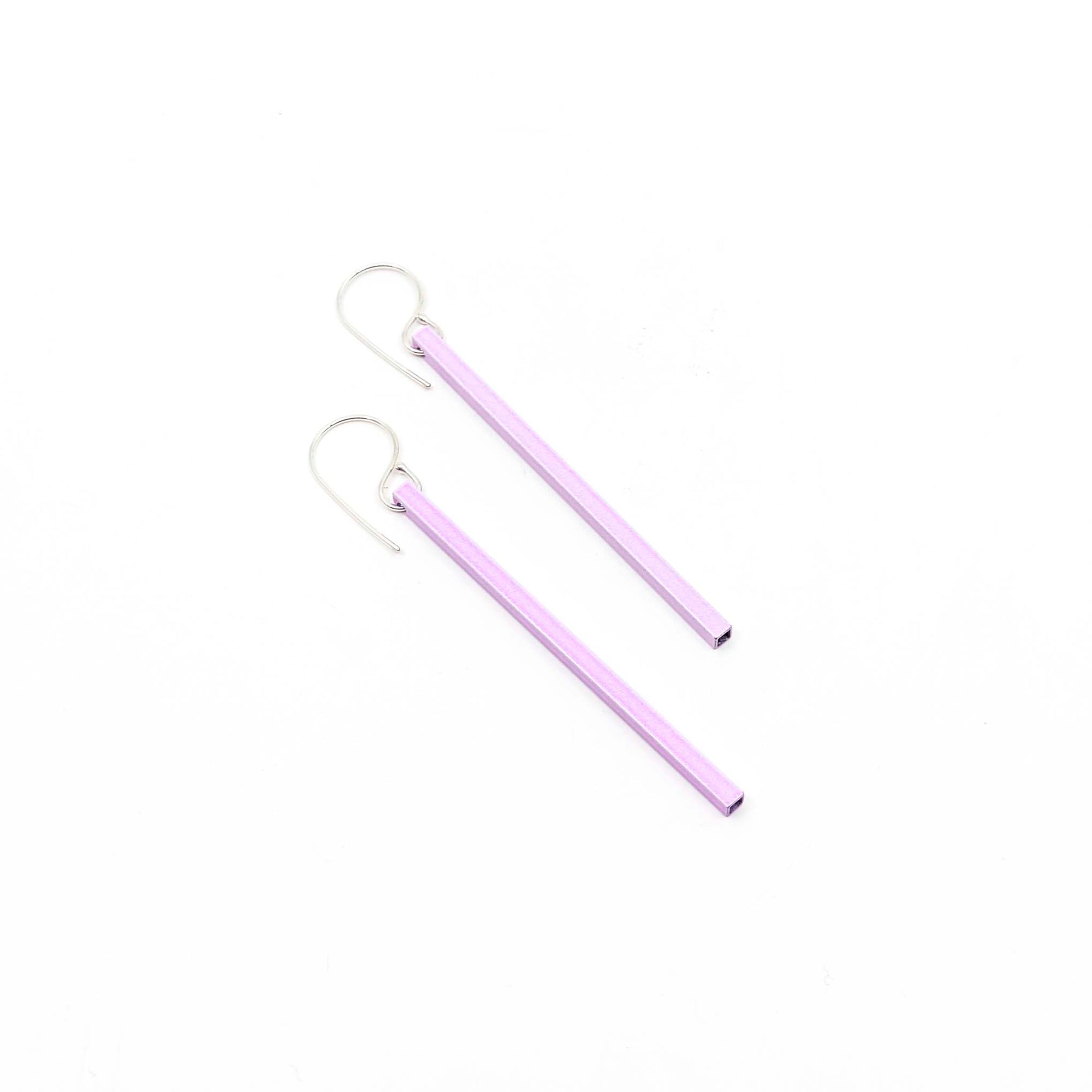 Sterling Silver Small Square Tubing Earrings in Lavender Lilac