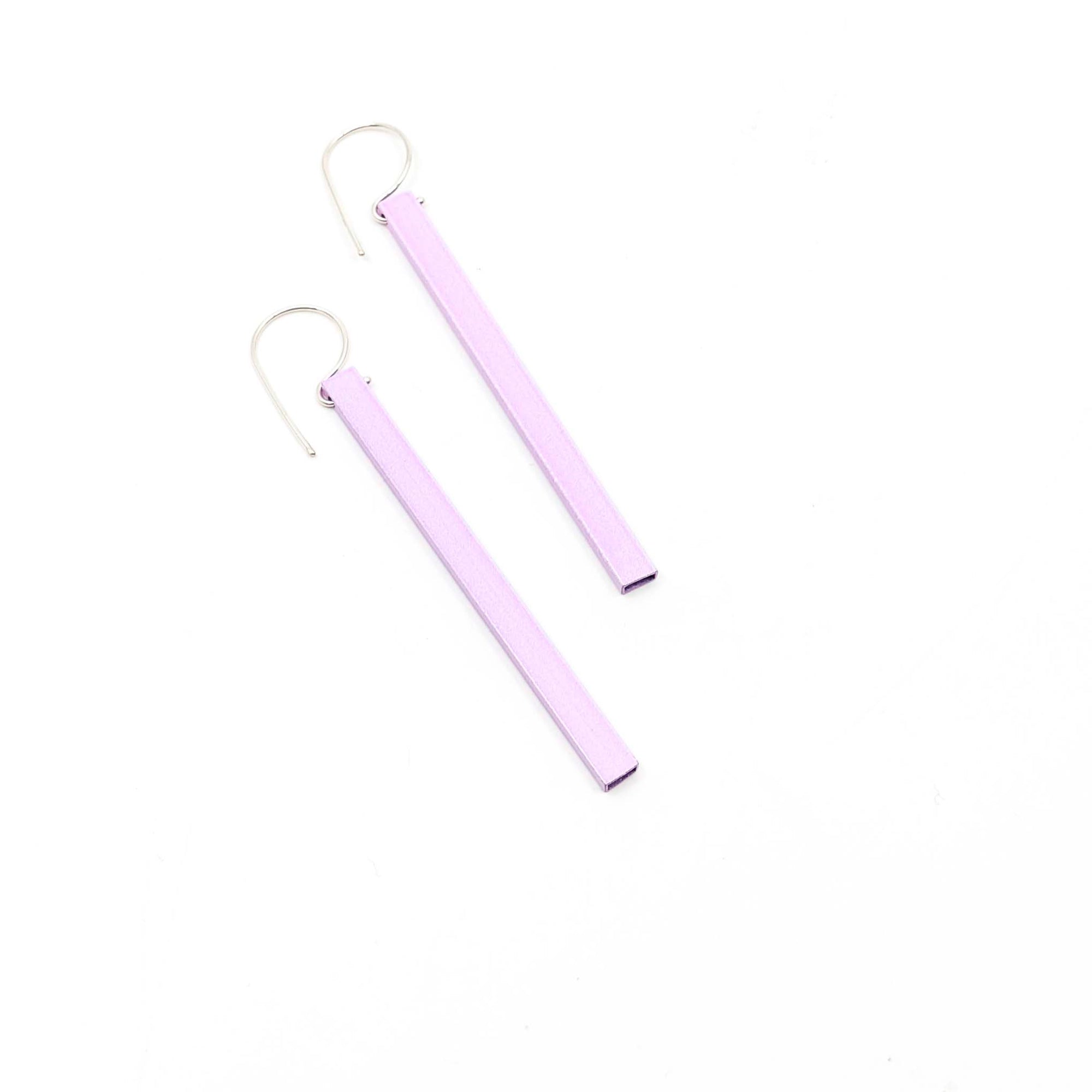 Sterling Silver Small Rectangular Tubing Earrings in Lavender Lilac