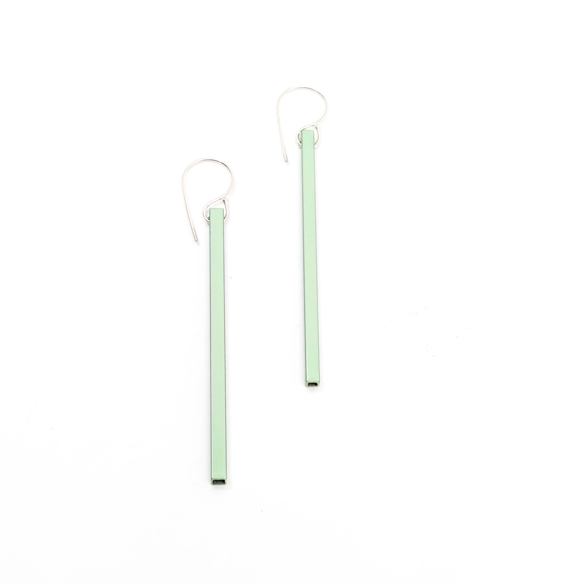 Sterling Silver Small Square Tubing Earrings in Mint