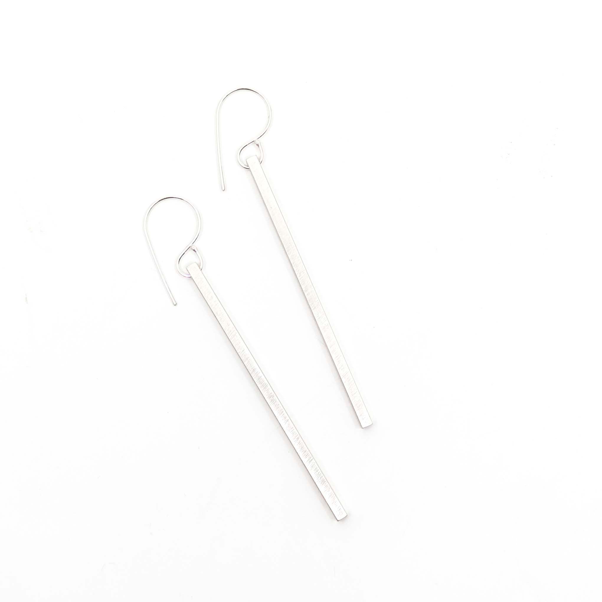 Sterling Silver Square Tubing Earrings in Matte Silver
