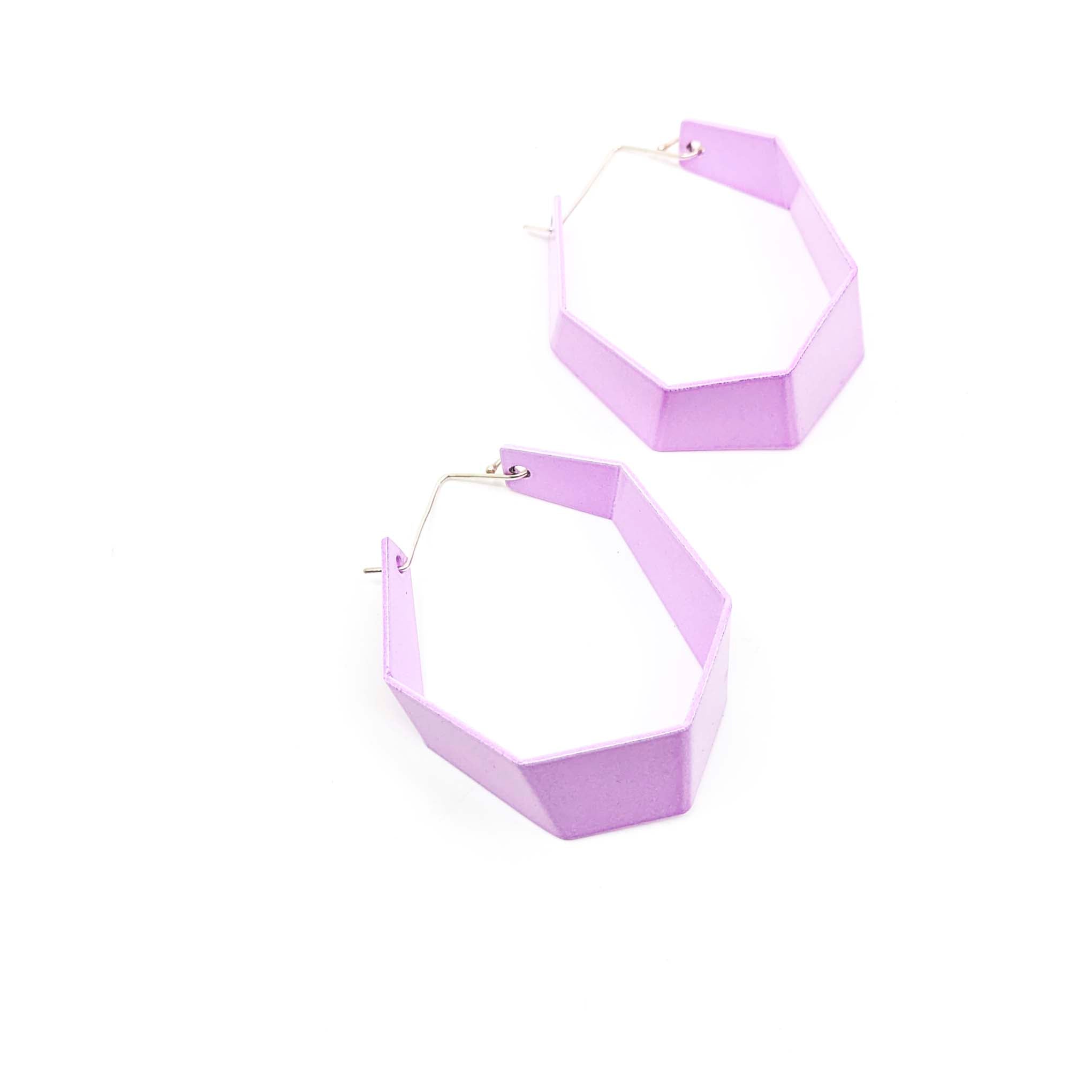 Faceted Hoop Earrings in Lavender Lilac