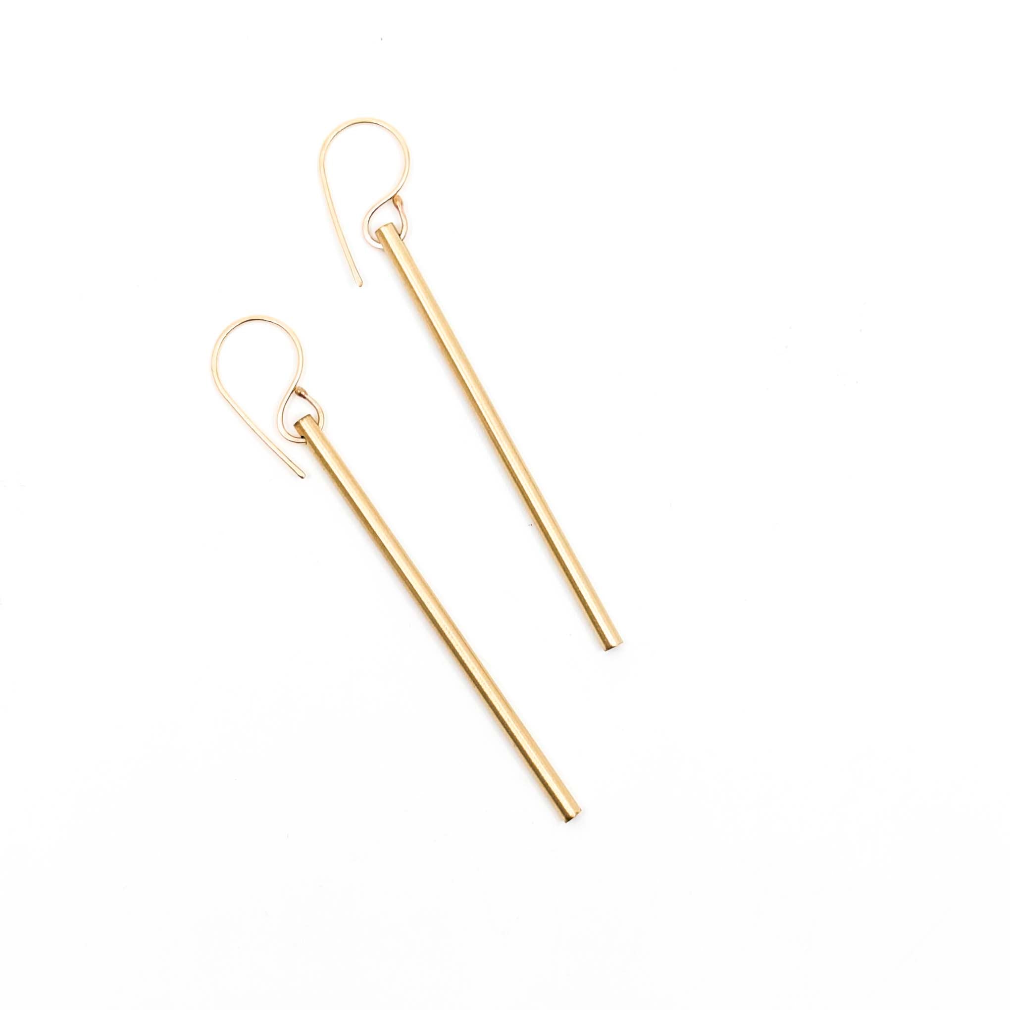 Gold Filled Round Tubing Earrings in Matte Gold