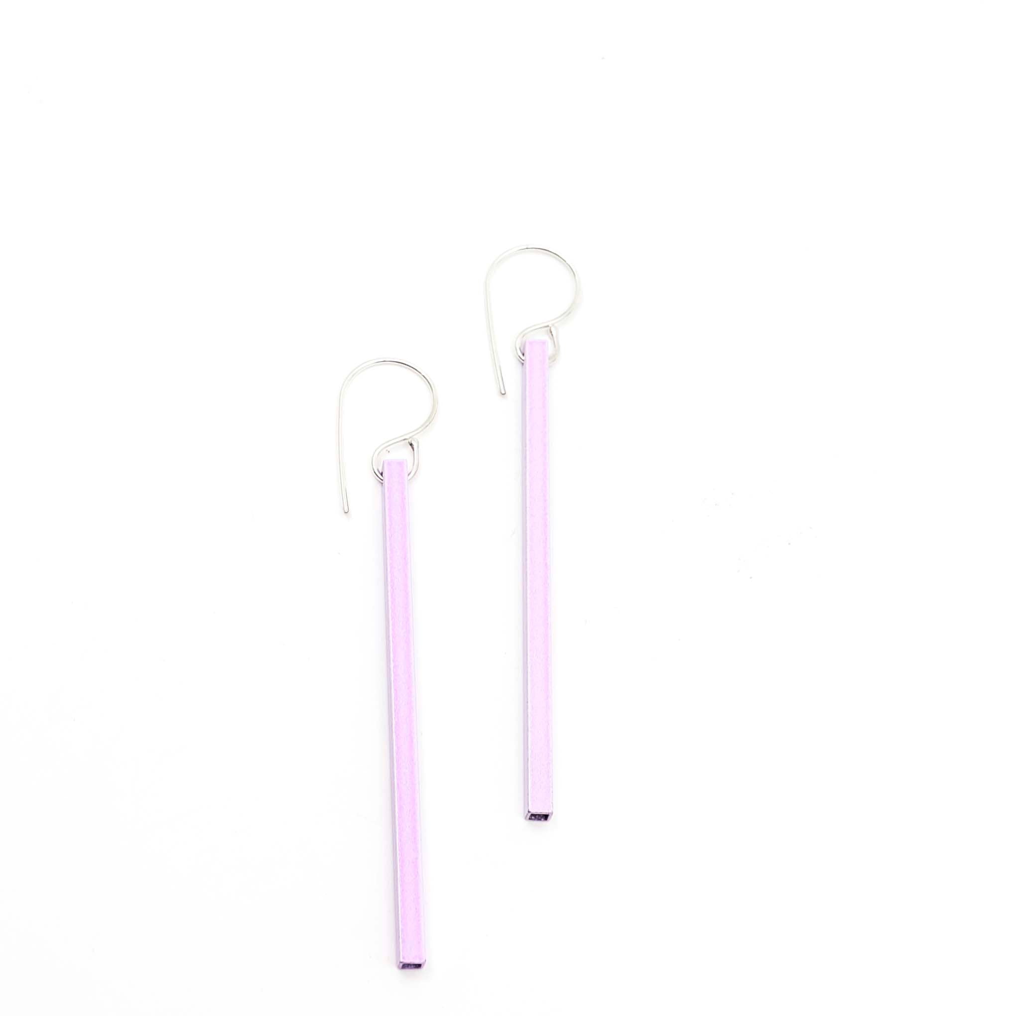 Sterling Silver Small Square Tubing Earrings in Lavender Lilac