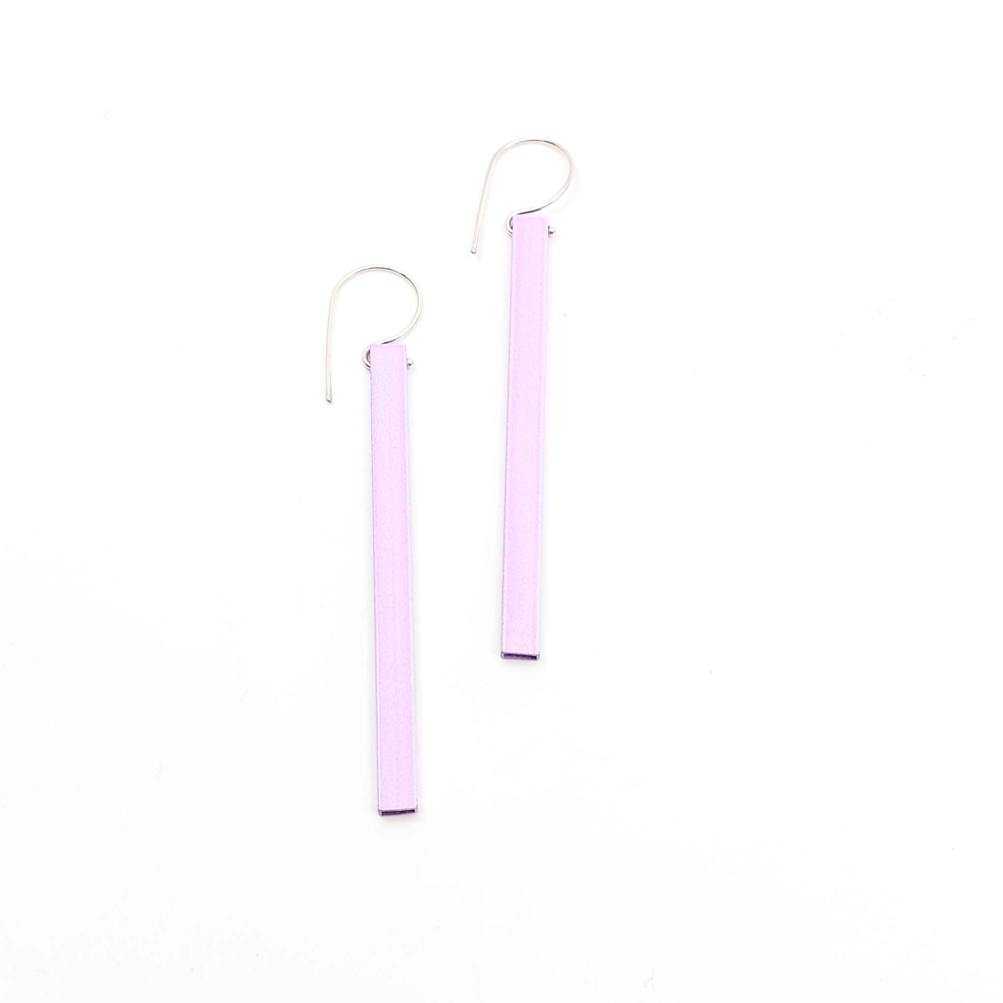 Sterling Silver Small Rectangular Tubing Earrings in Lavender Lilac