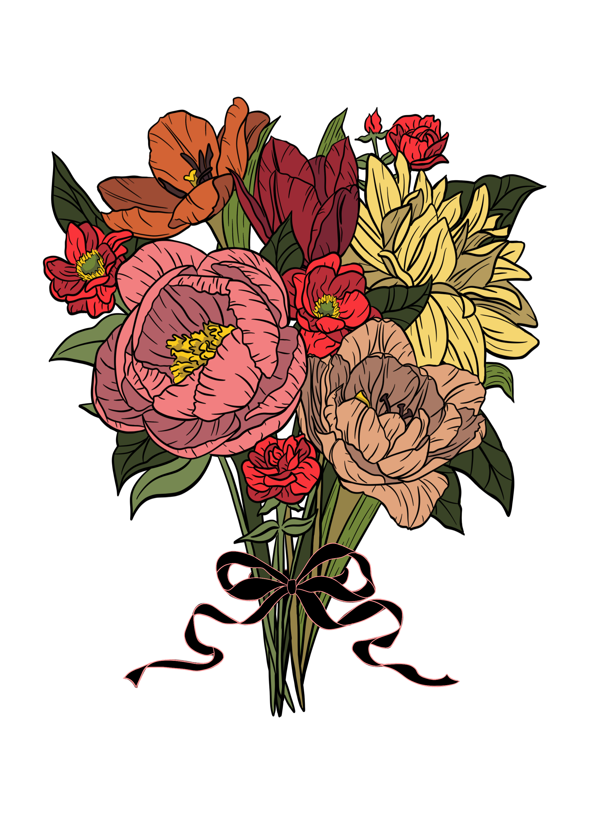 Warm Spring Flower Bouquet- Sticker