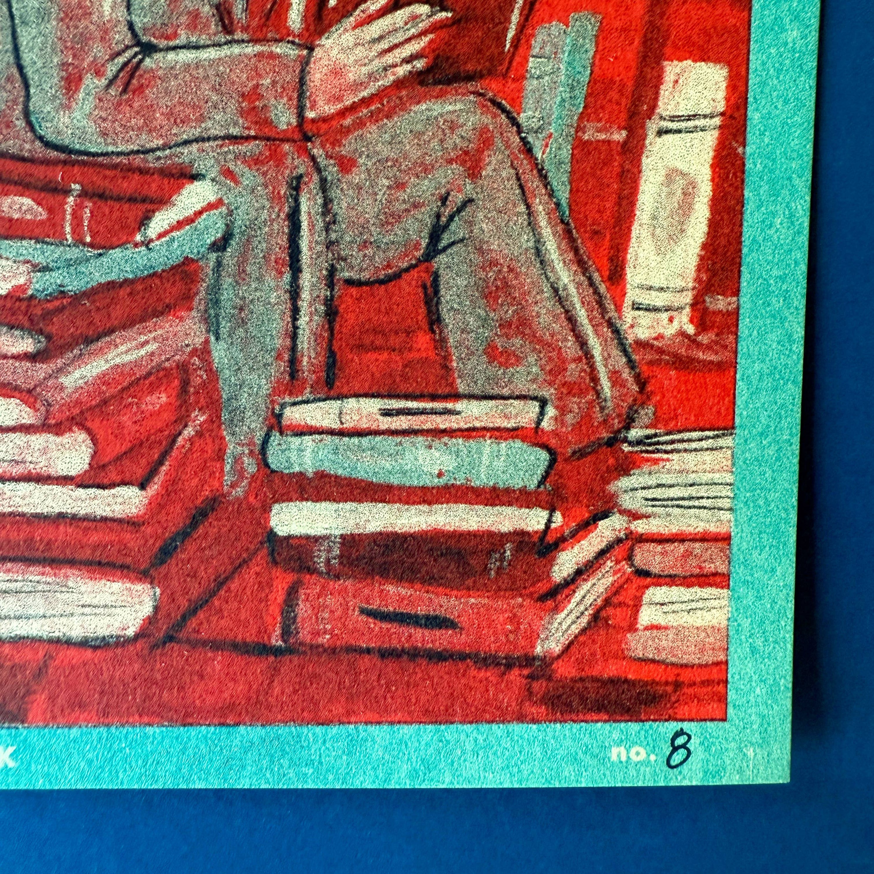 Reader in a Green Suit Riso print