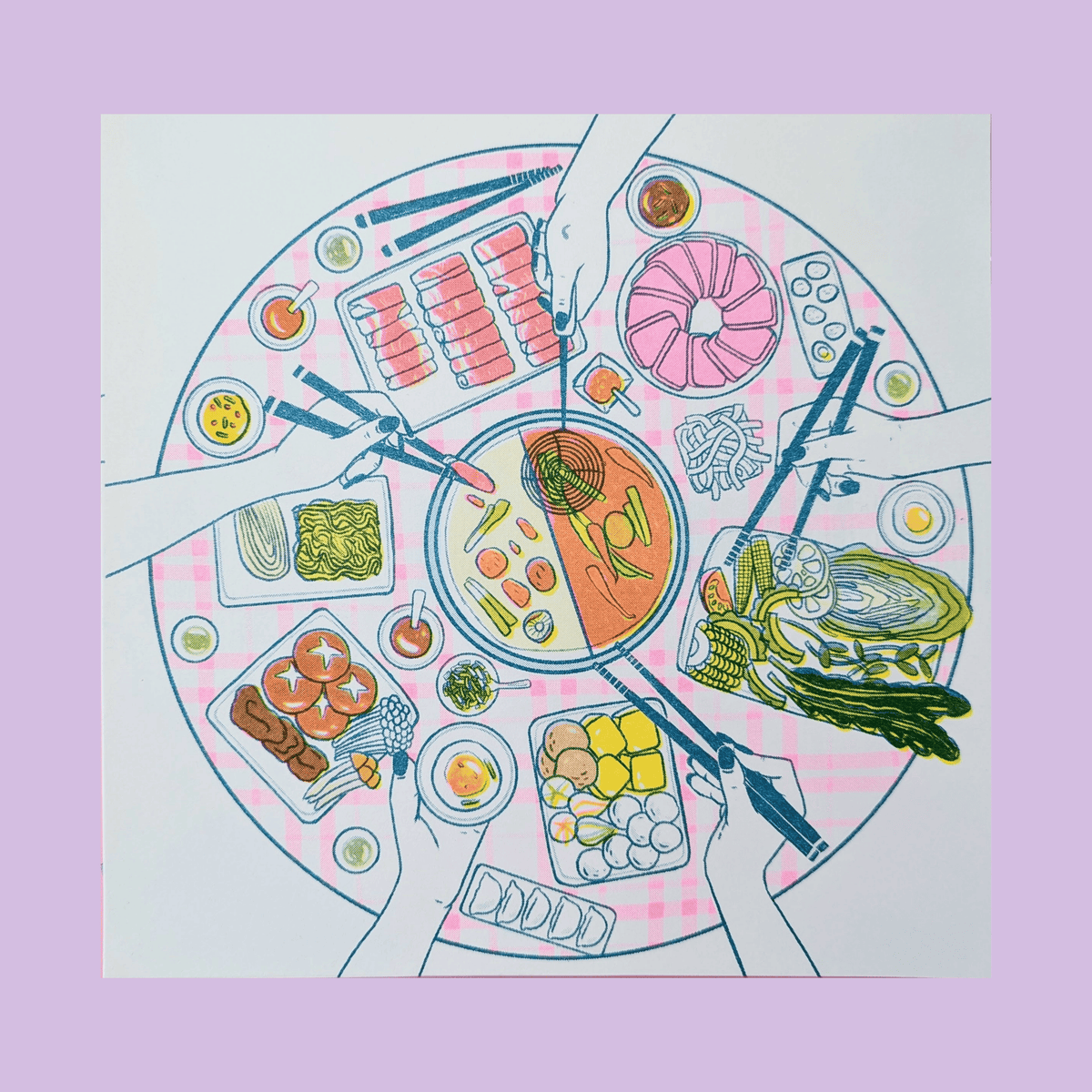 Hot Pot Risograph Print | 8.5"x8.5"