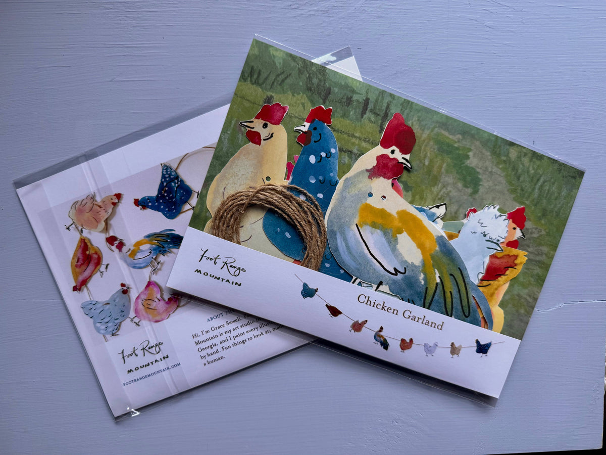 Chicken garland - Illustrated paper garland, Nature Lover Bunting
