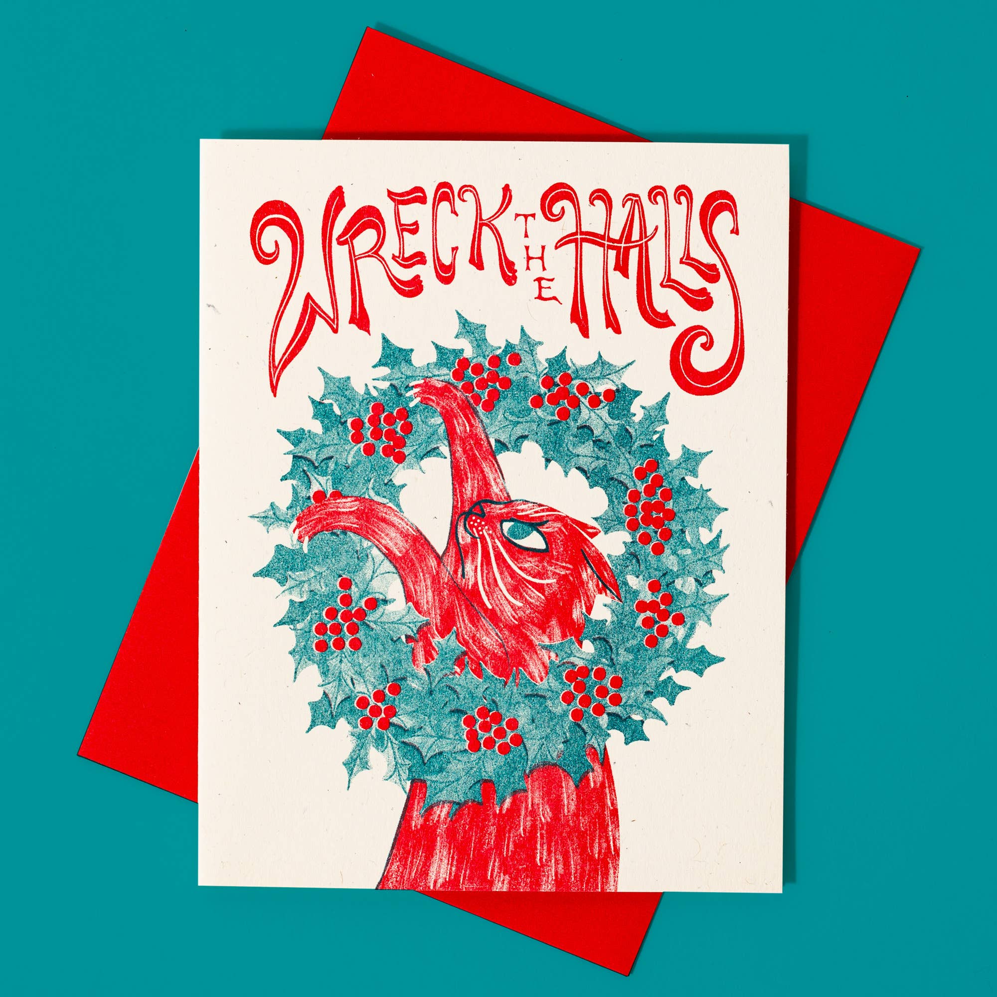 Bromstad Printing Co. - Wreck the Halls - Risograph Christmas Card - VISUAL INDEX