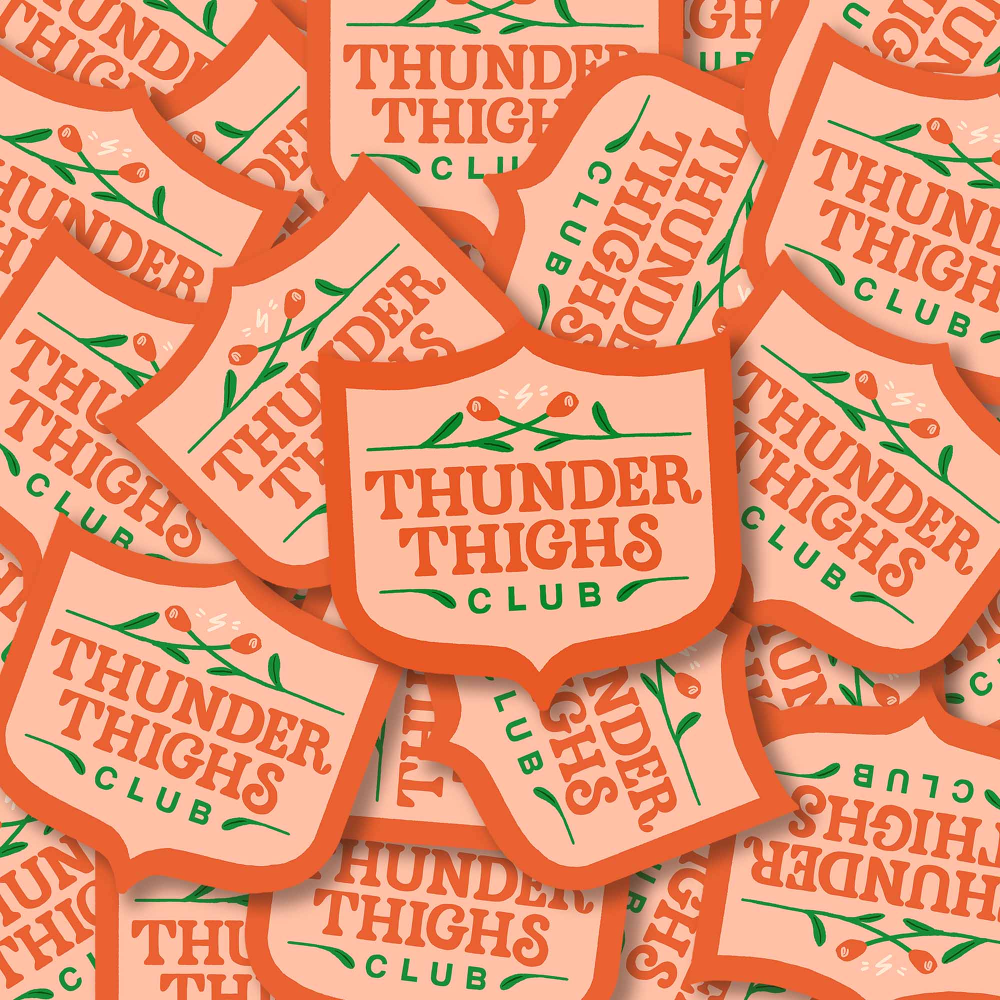Thunder Thighs Club Sticker, Funny Body Positivity Sticker