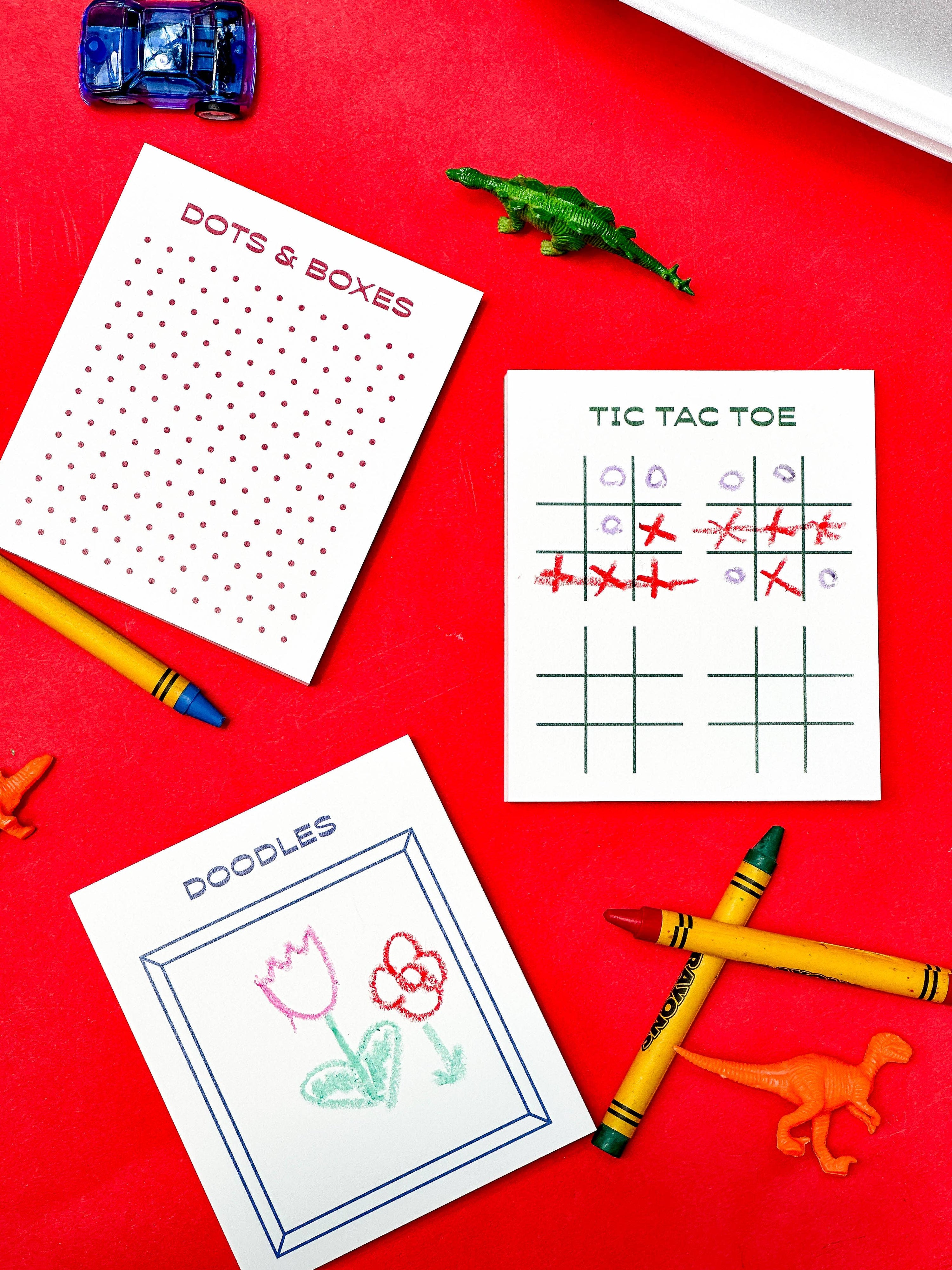 Gaming Notepad 3 Pack - Tic Tac Toe, Dots & Boxes, Doodles