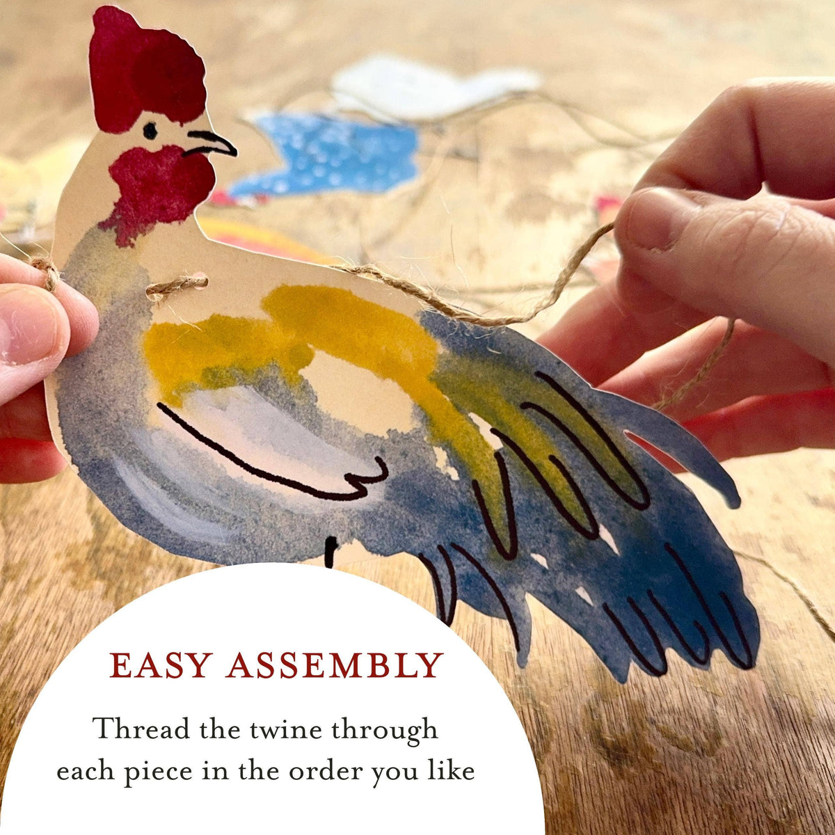 Chicken garland - Illustrated paper garland, Nature Lover Bunting