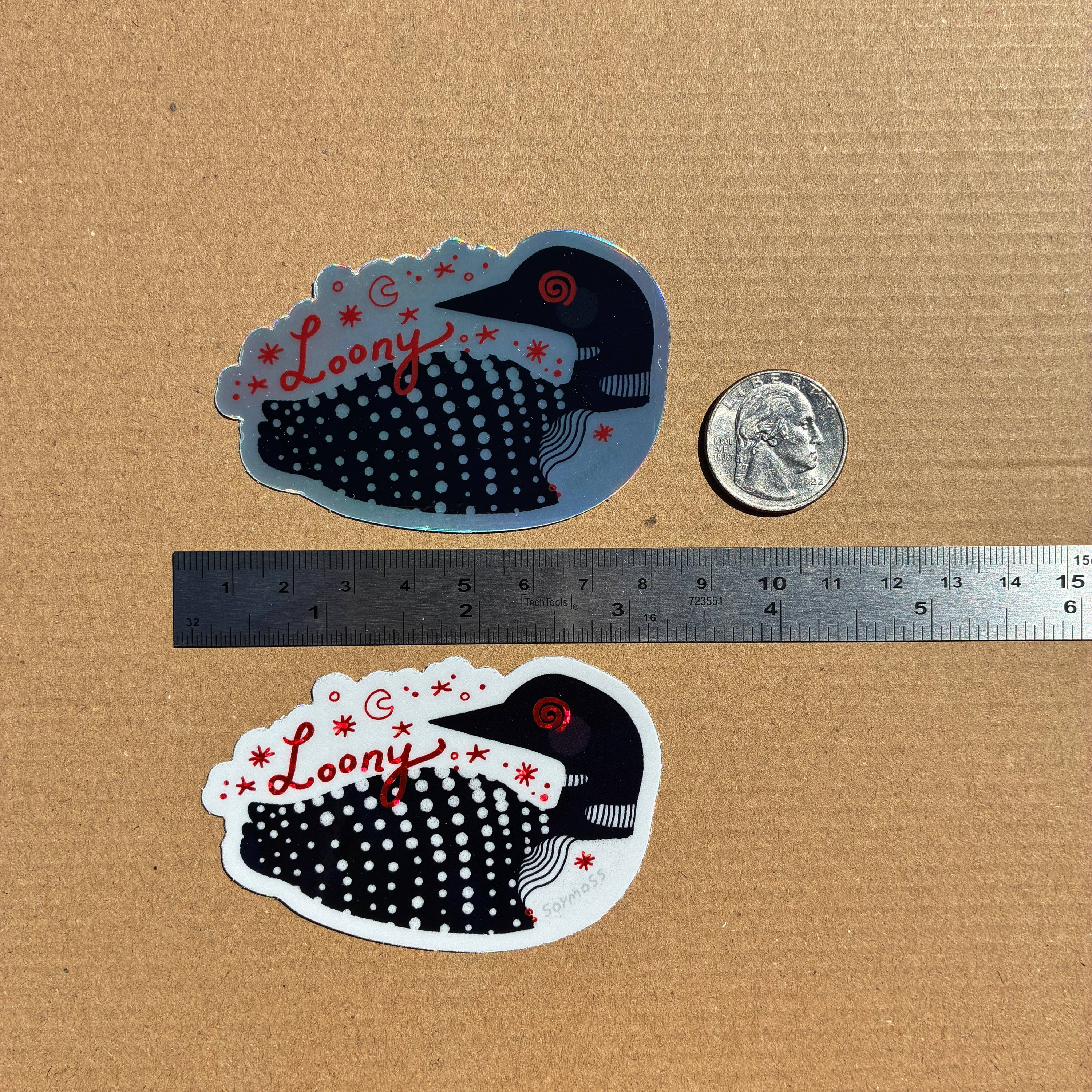 Common Loon "Loony" Glitter & Holographic Stickers: Glitter