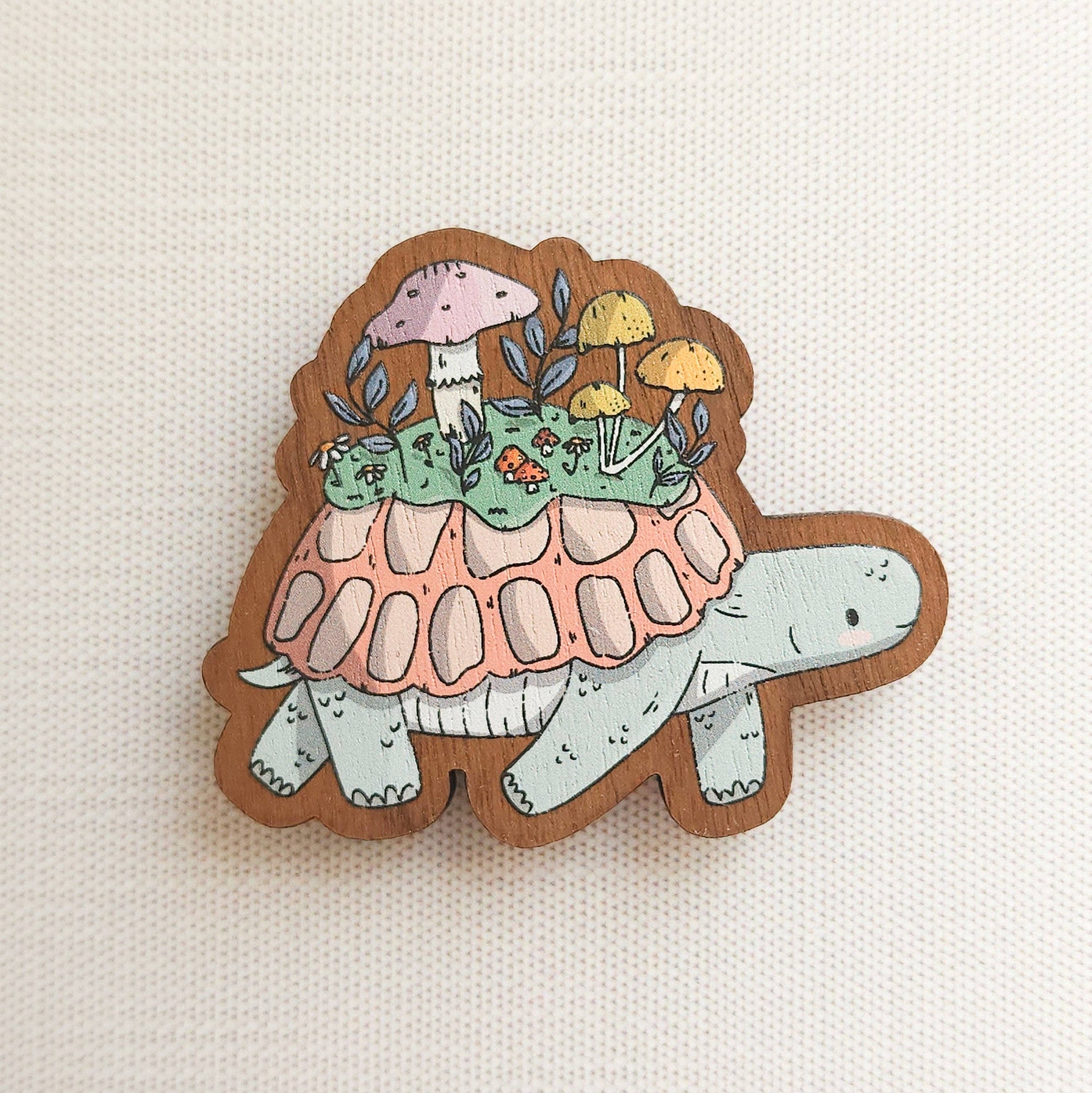 Mushroom Meadow Turtle Refrigerator Magnet