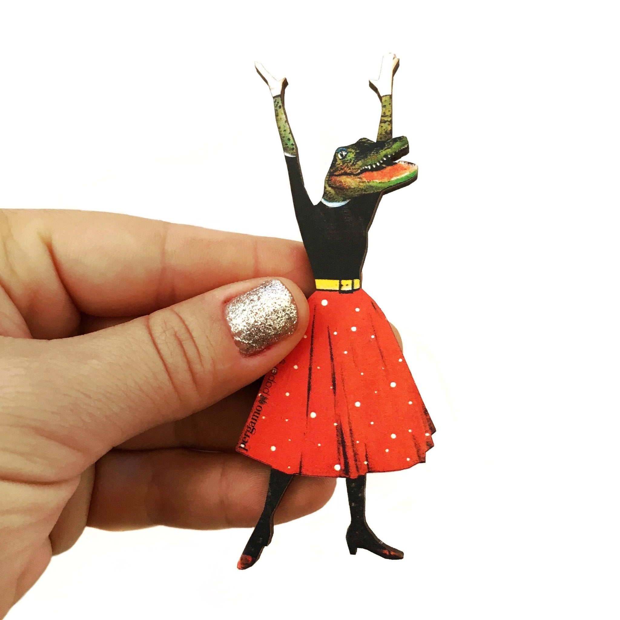 Pergamo Paper Goods - Alligator Lady Wood Magnet - VISUAL INDEX