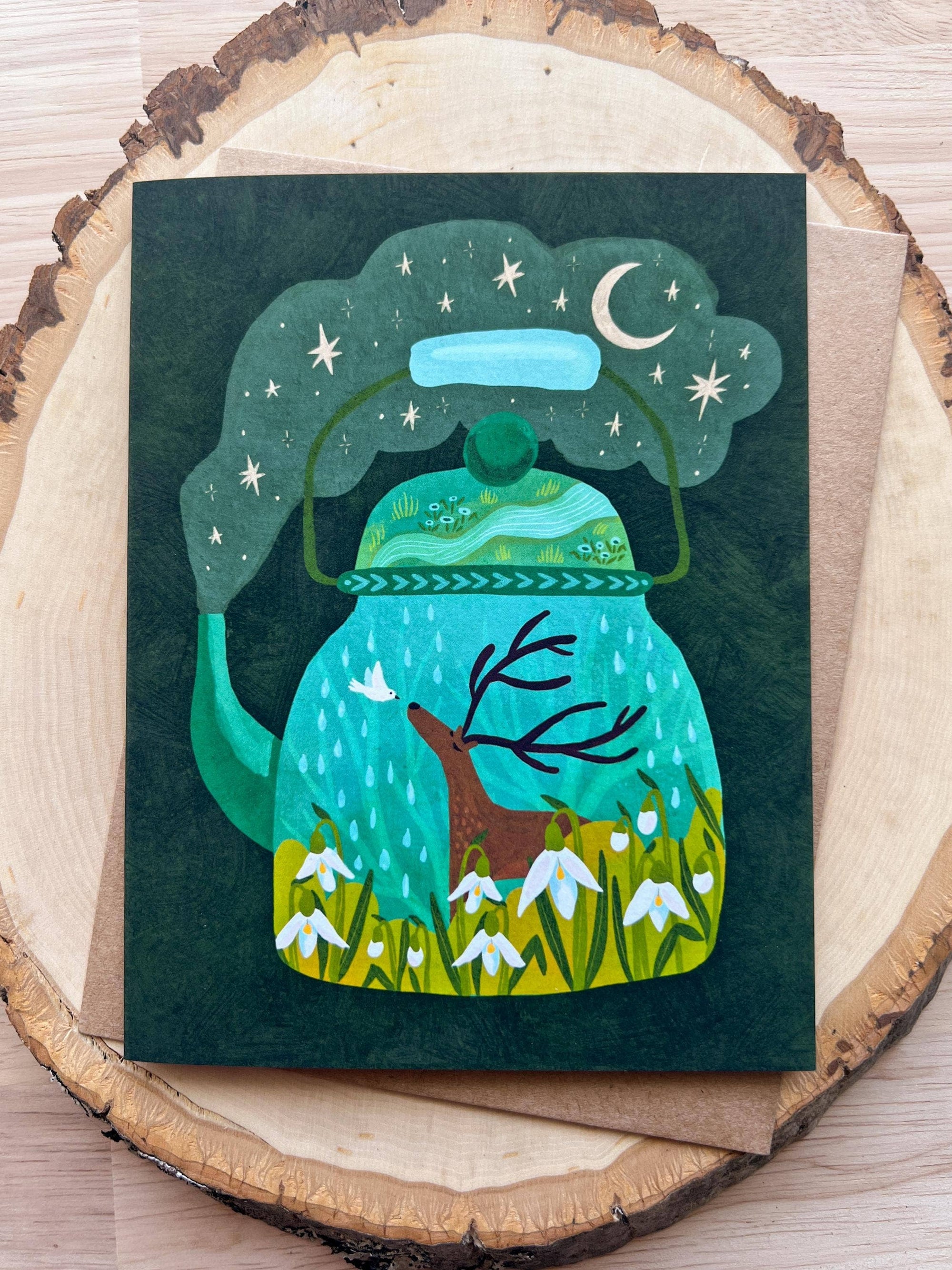 Cottagecore Teapot Greeting Card, Blank Everyday Card