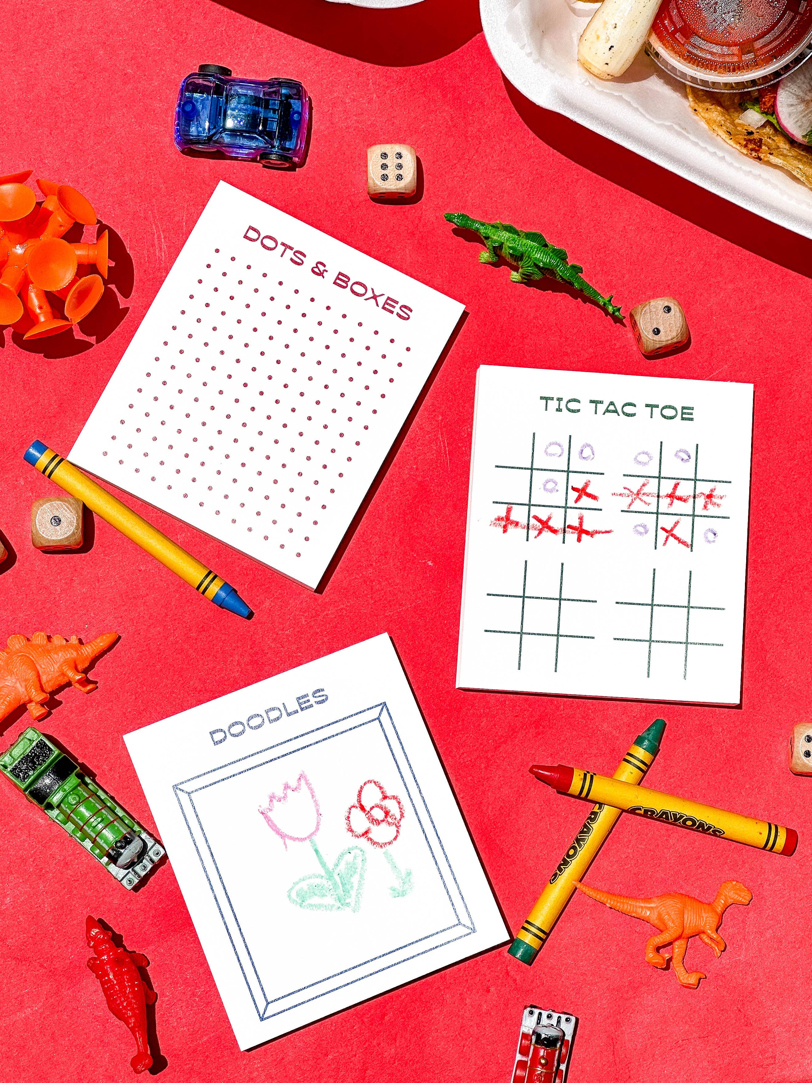 Gaming Notepad 3 Pack - Tic Tac Toe, Dots & Boxes, Doodles