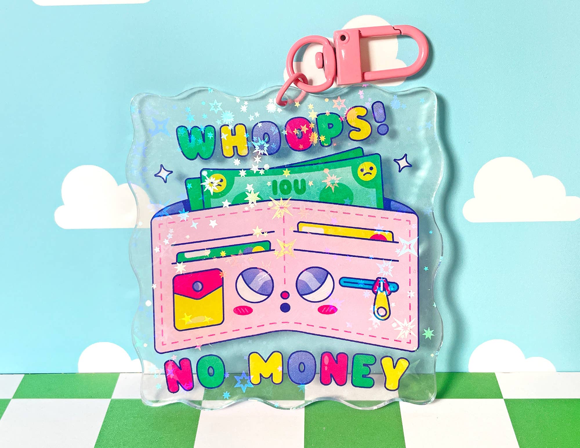 Whoops! No Money Acrylic Keychain | Holographic Keychain