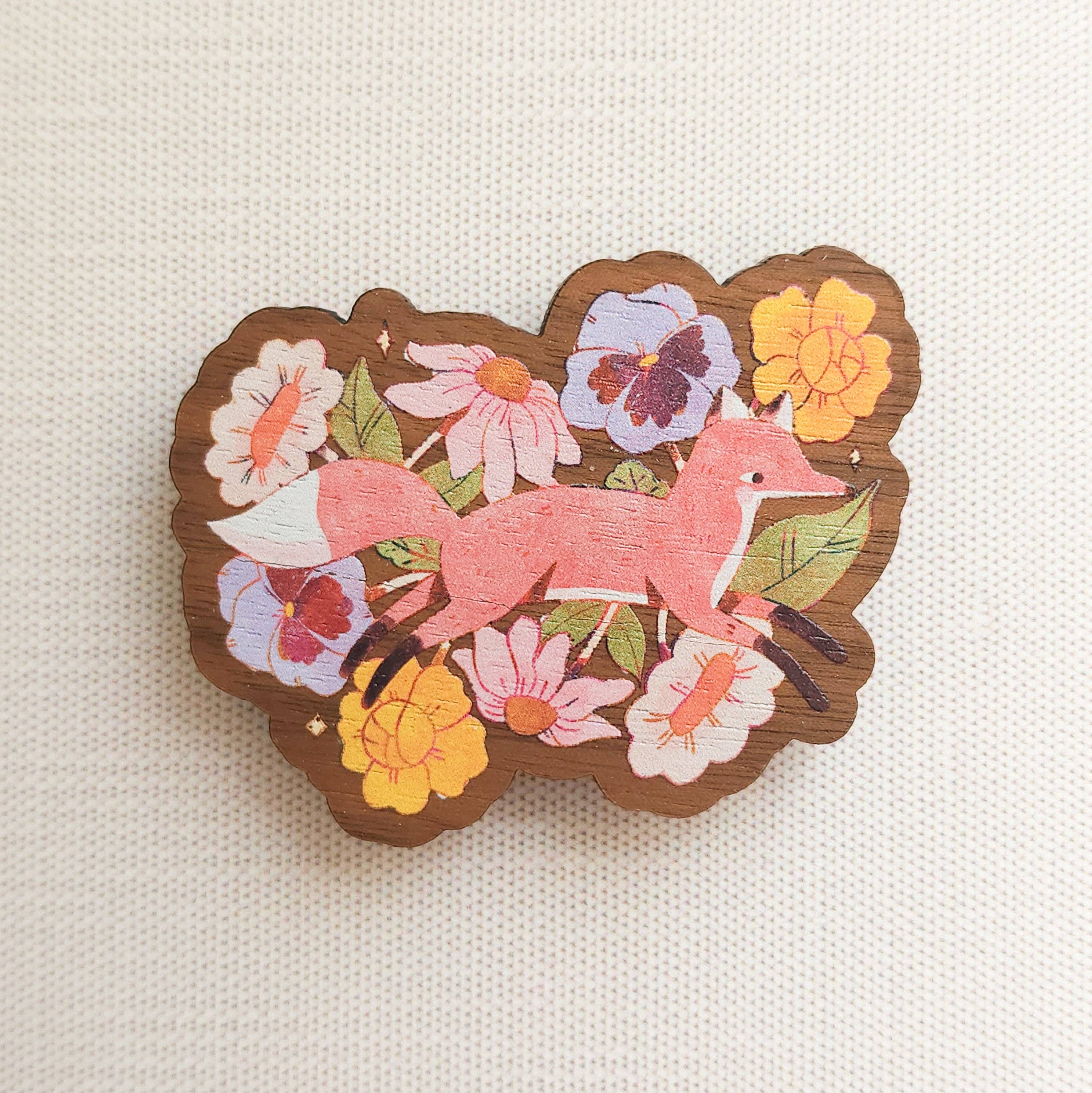 Fox in Blooms Refrigerator Magnet