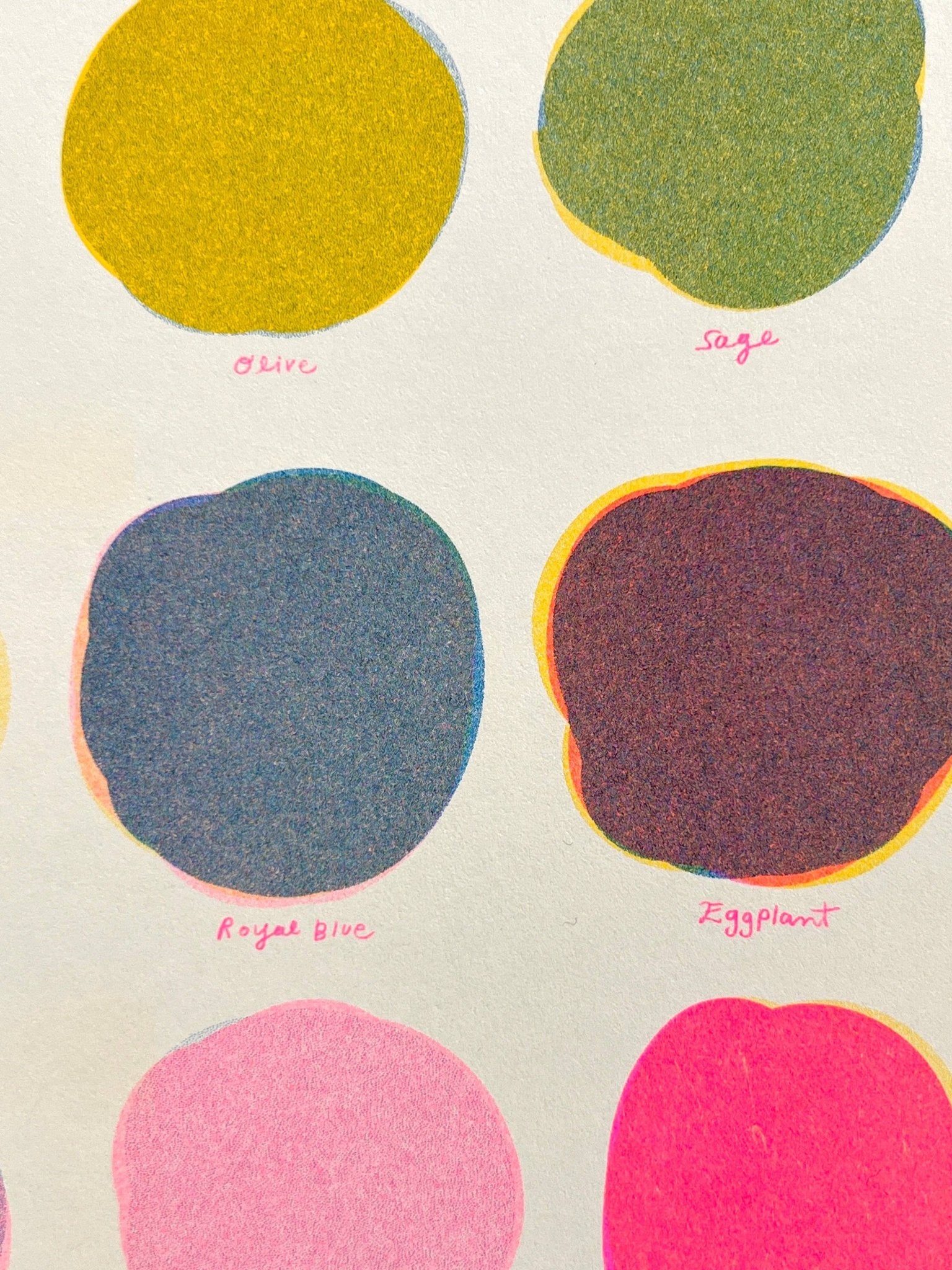 Natalie Andrewson - Riso Color Swatch in Blue, Yellow and Fluorescent Pink - VISUAL INDEX